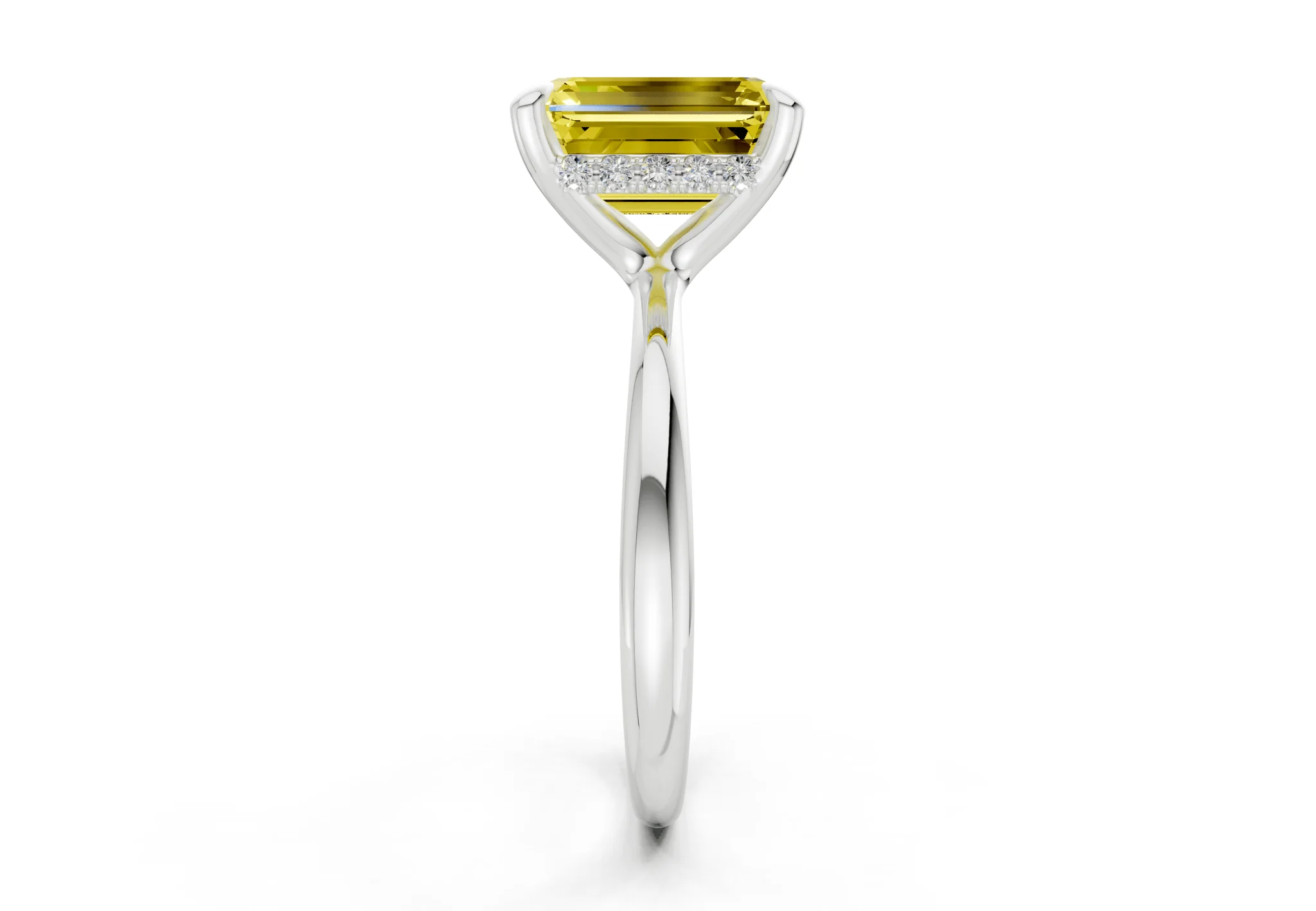 Marlowe Yellow Diamond Solitaire Emerald Cut 1.6mm Engagement Ring - Image 9