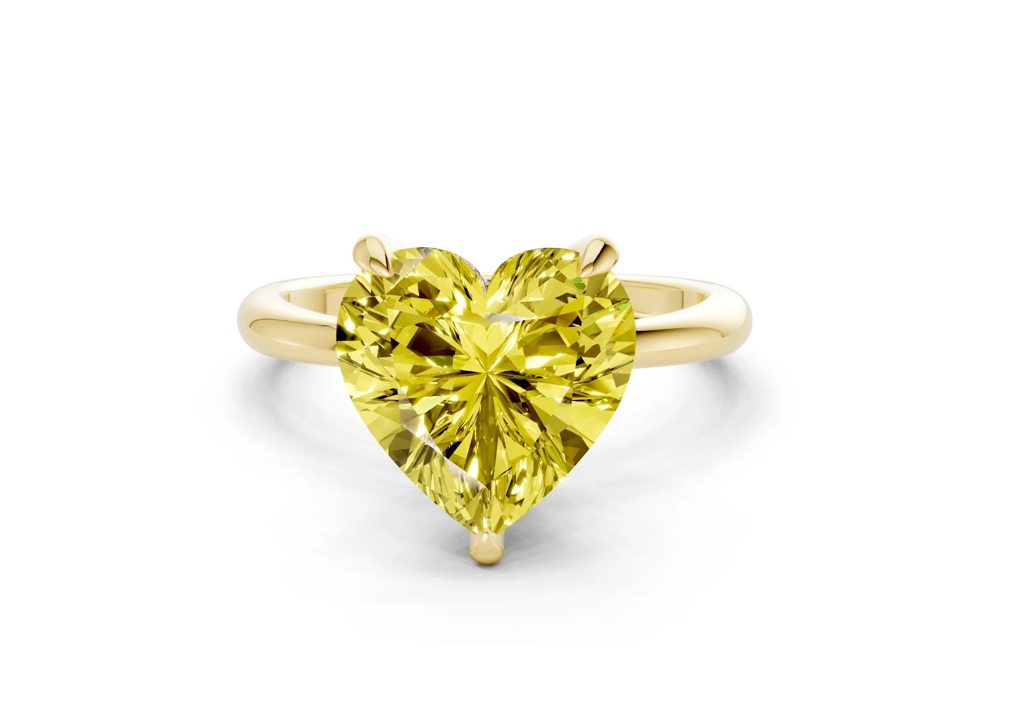 Marlowe Yellow Diamond Solitaire Heart Cut 1.6mm Engagement Ring