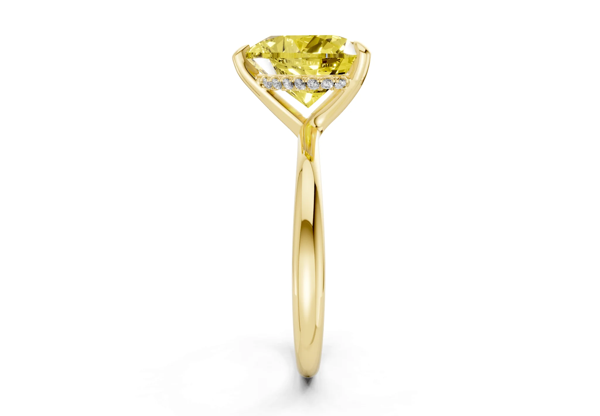 Marlowe Yellow Diamond Solitaire Heart Cut 1.6mm Engagement Ring - Image 3