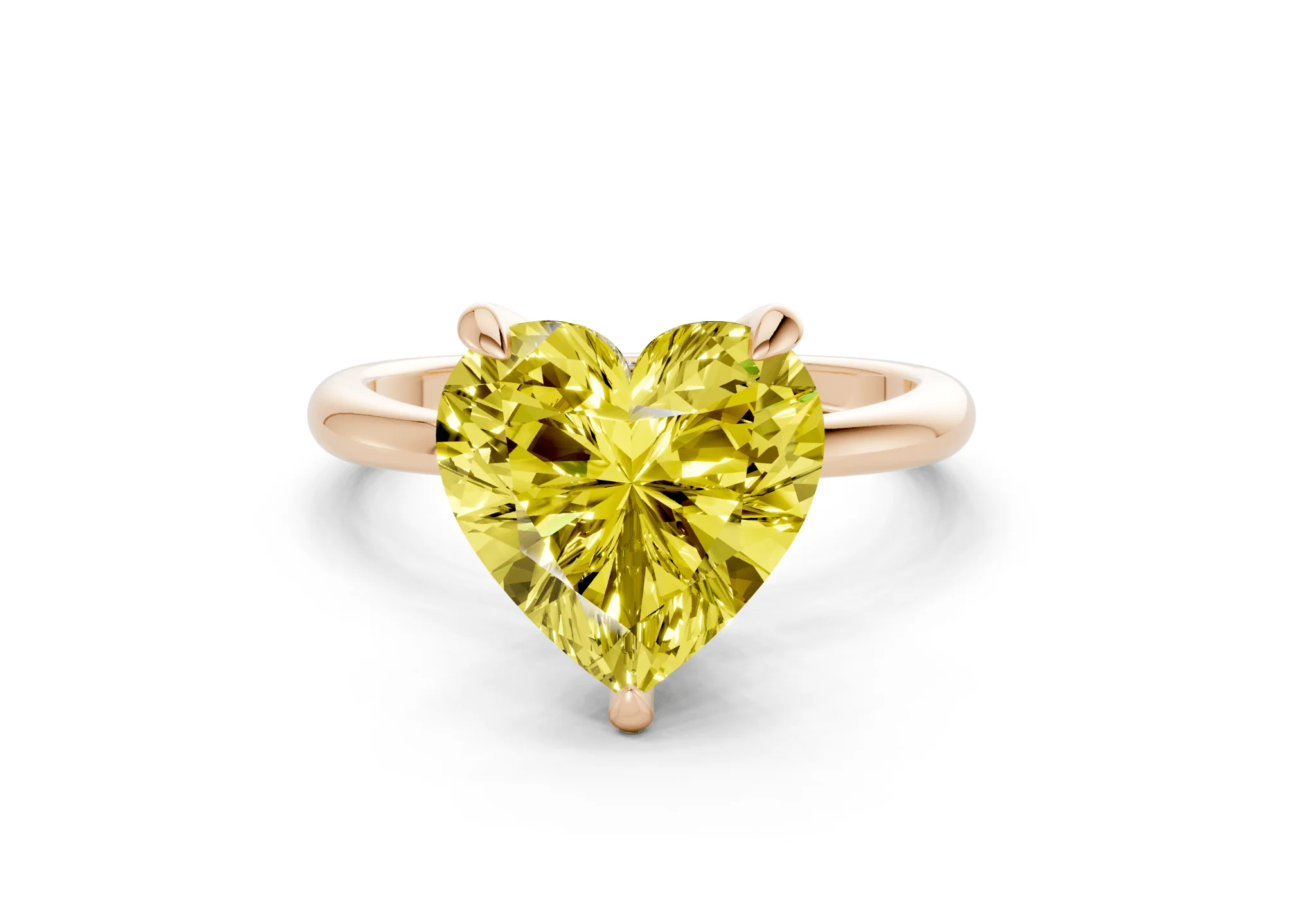 Marlowe Yellow Diamond Solitaire Heart Cut 1.6mm Engagement Ring - Image 4