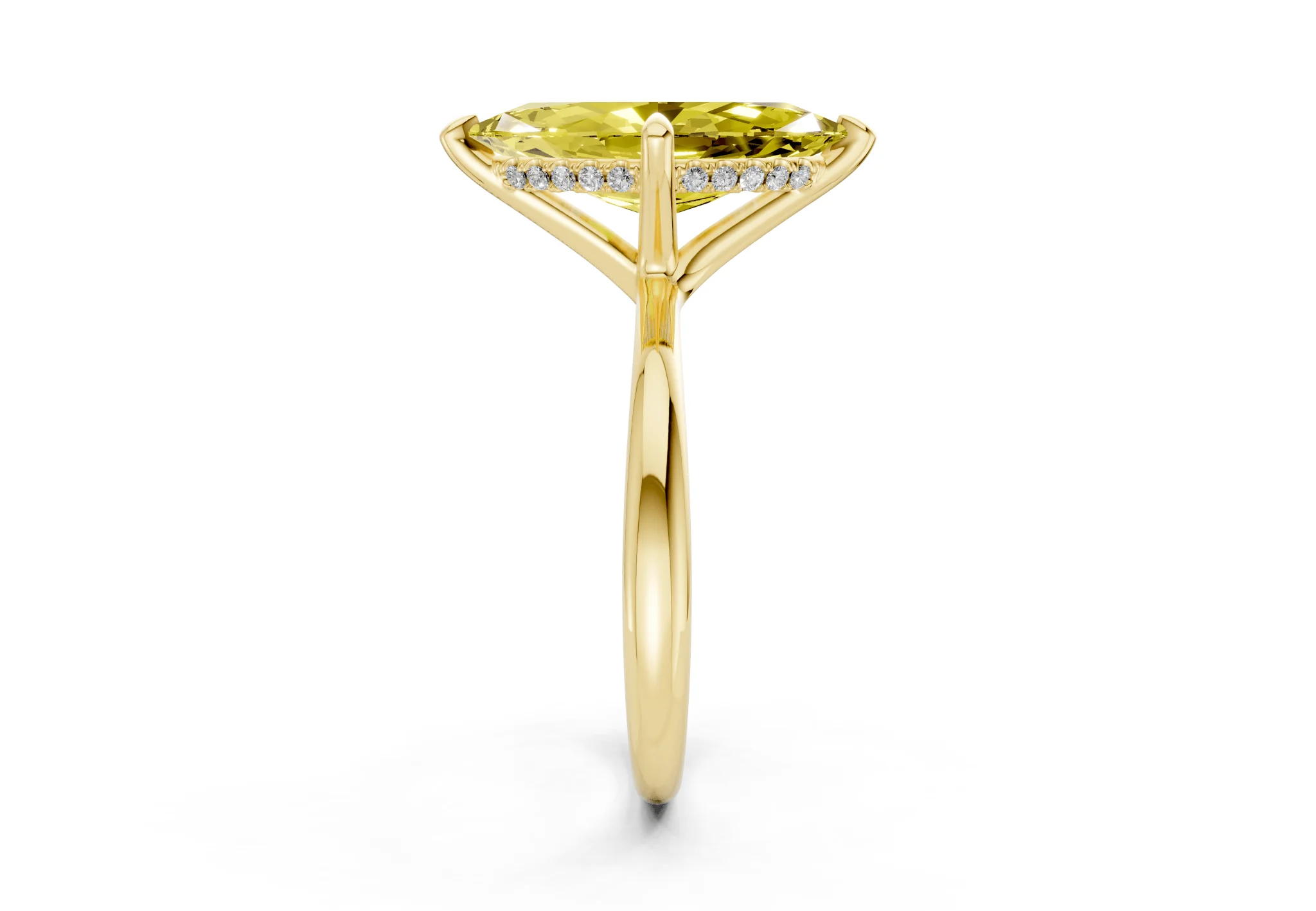 Marlowe Yellow Diamond Solitaire Marquise Cut 1.6mm Engagement Ring - Image 3