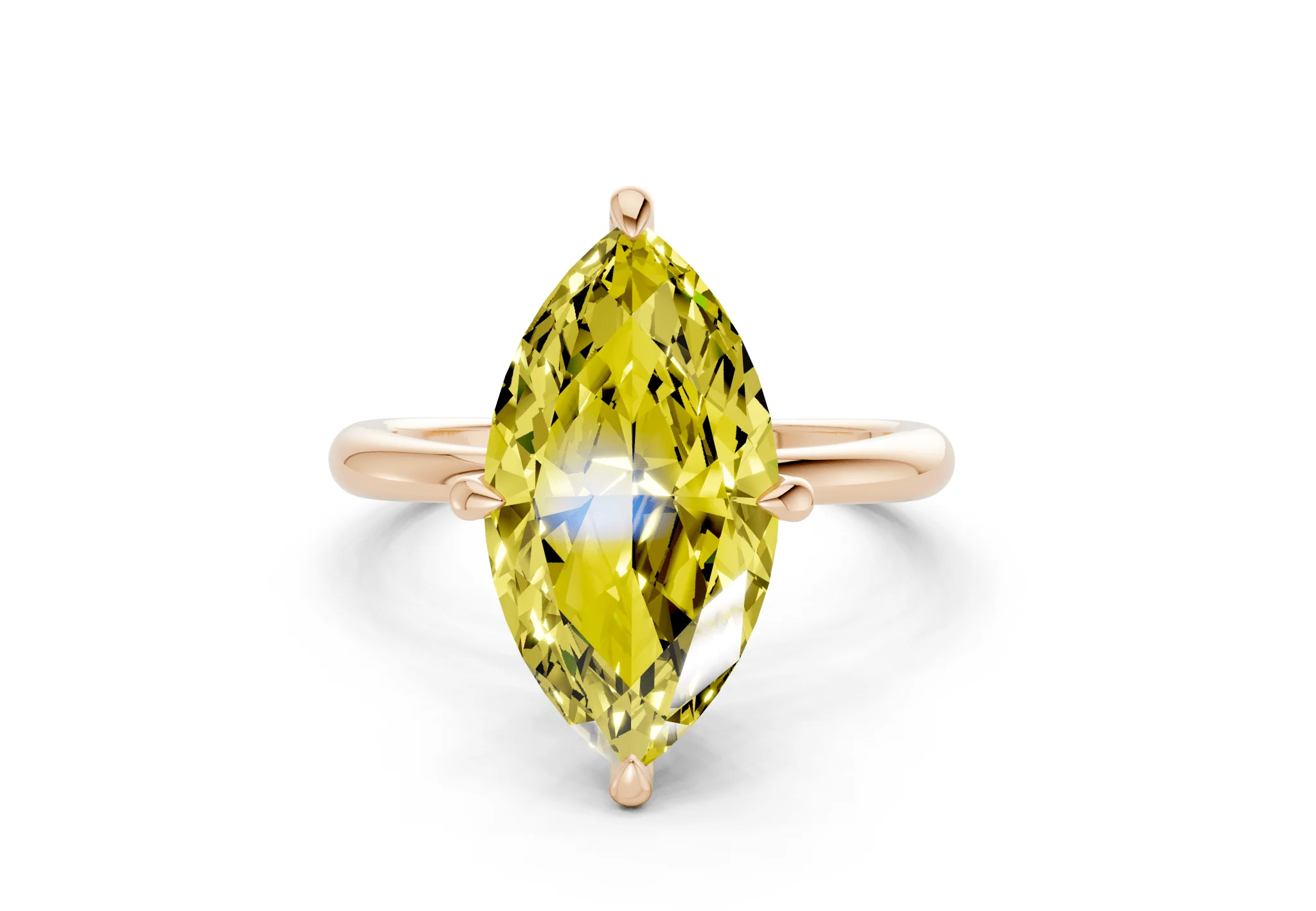 Marlowe Yellow Diamond Solitaire Marquise Cut 1.6mm Engagement Ring - Image 4