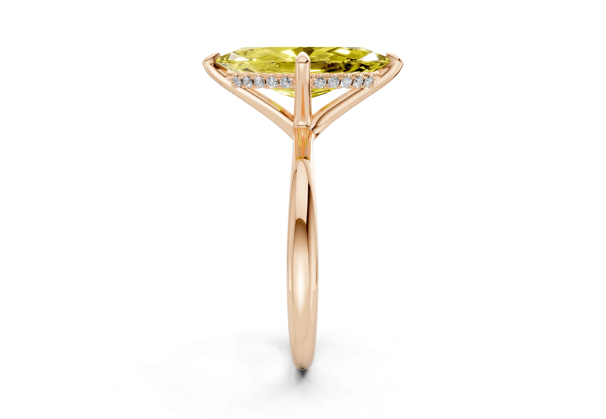 Marlowe Yellow Diamond Solitaire Marquise Cut 1.6mm Engagement Ring - Image 6