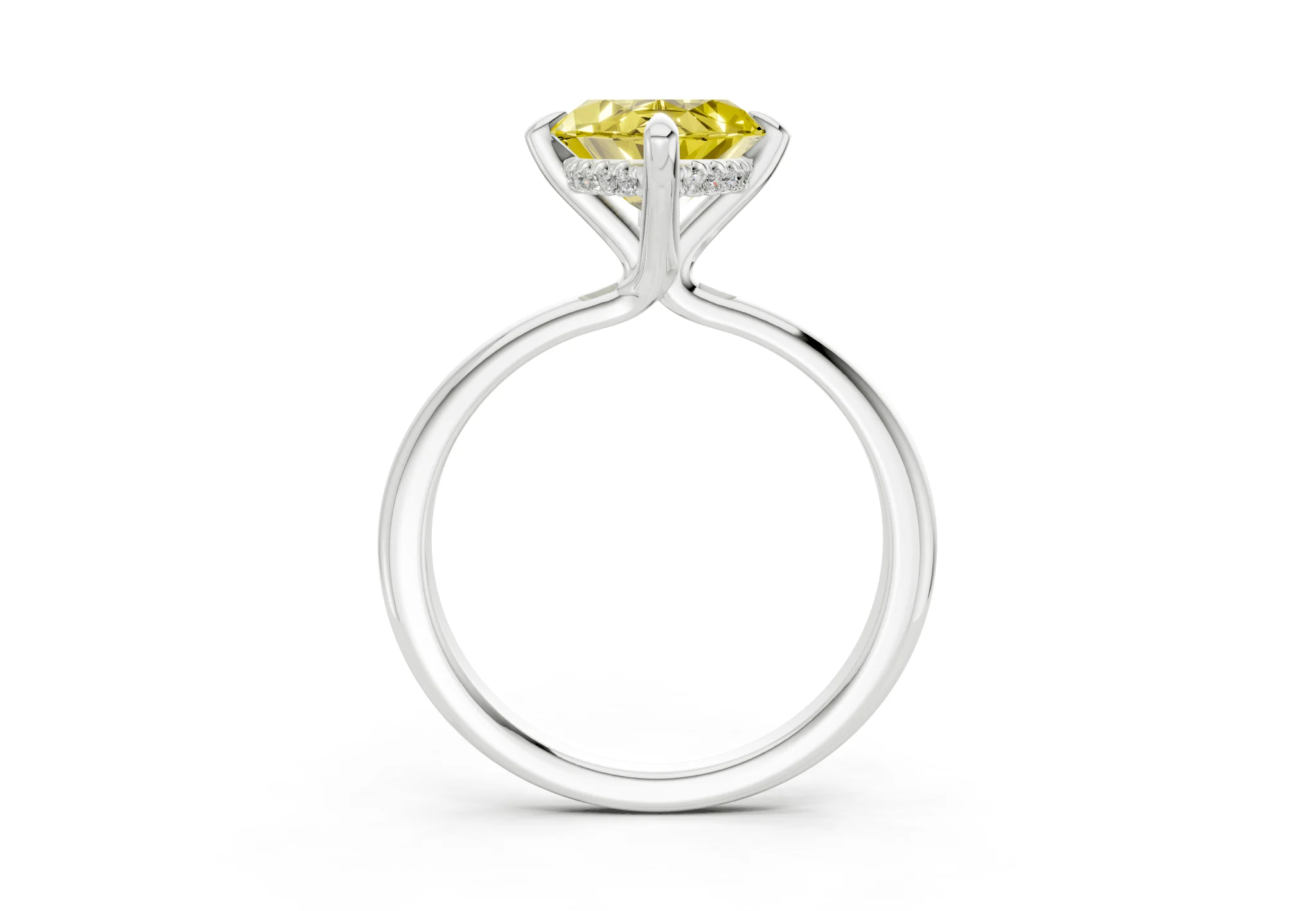 Marlowe Yellow Diamond Solitaire Marquise Cut 1.6mm Engagement Ring - Image 8