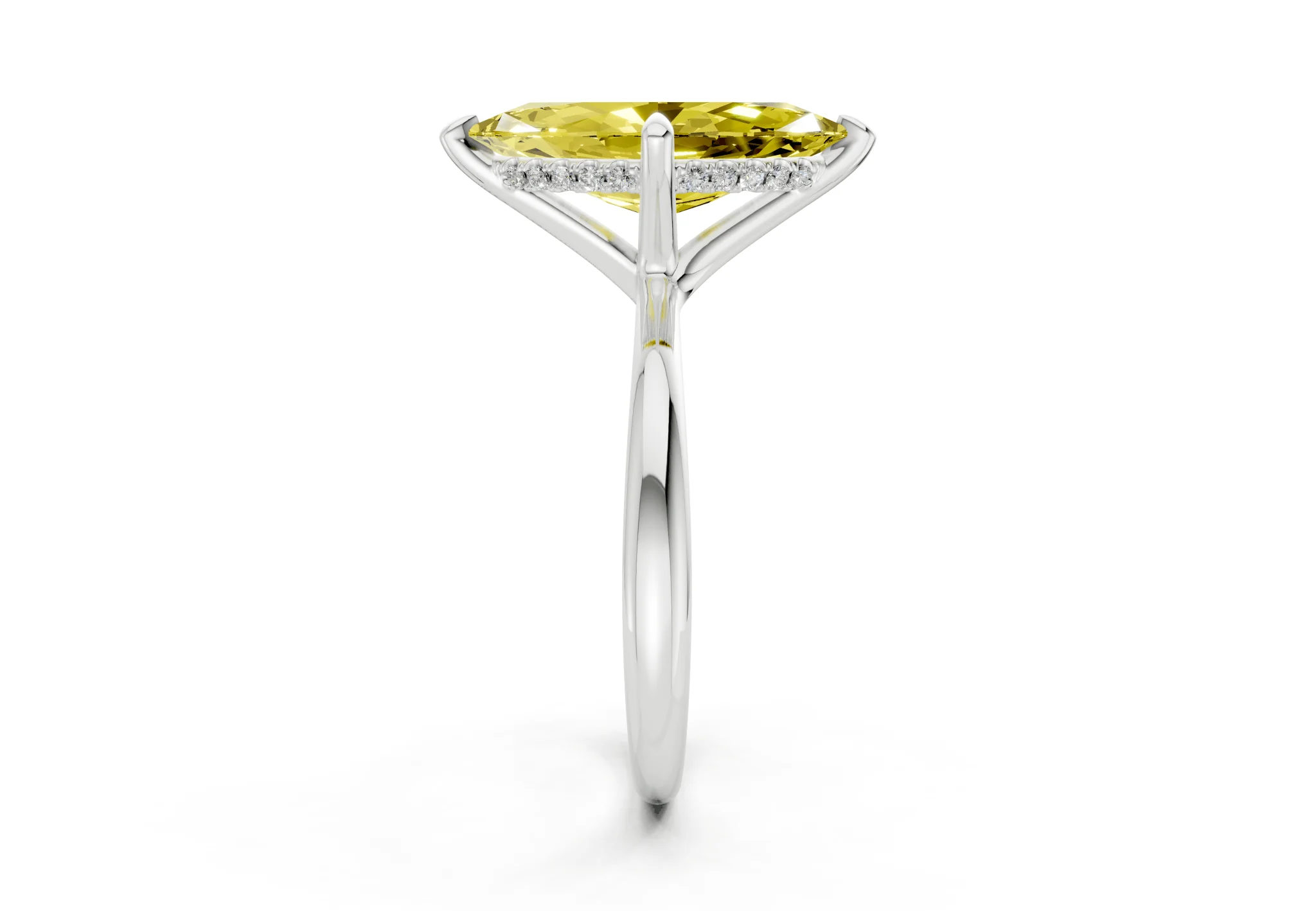 Marlowe Yellow Diamond Solitaire Marquise Cut 1.6mm Engagement Ring - Image 9