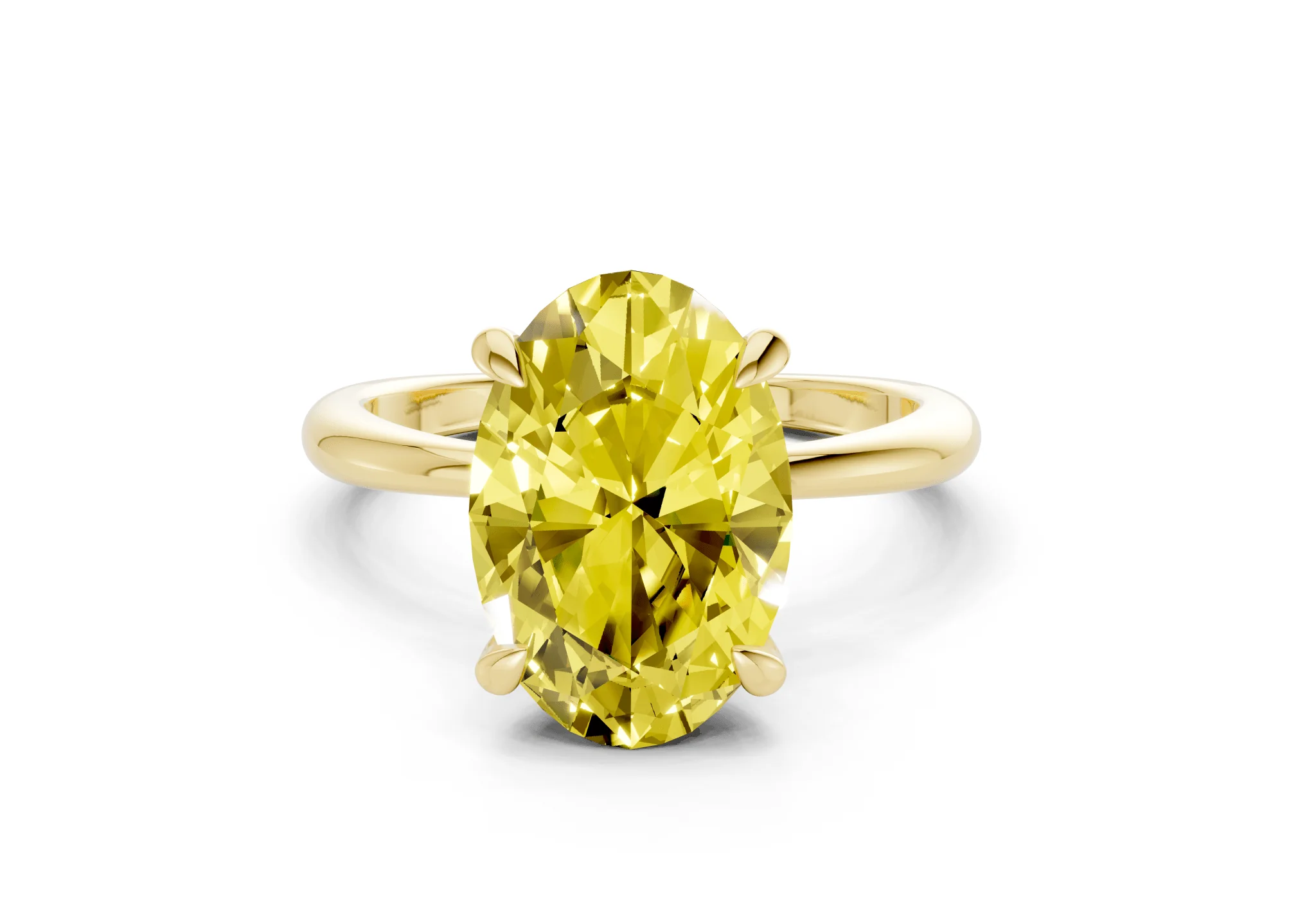 Marlowe Yellow Diamond Solitaire Oval Cut 1.6mm Engagement Ring
