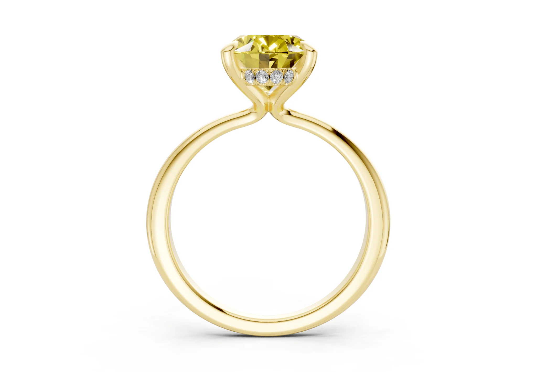 Marlowe Yellow Diamond Solitaire Oval Cut 1.6mm Engagement Ring - Image 2