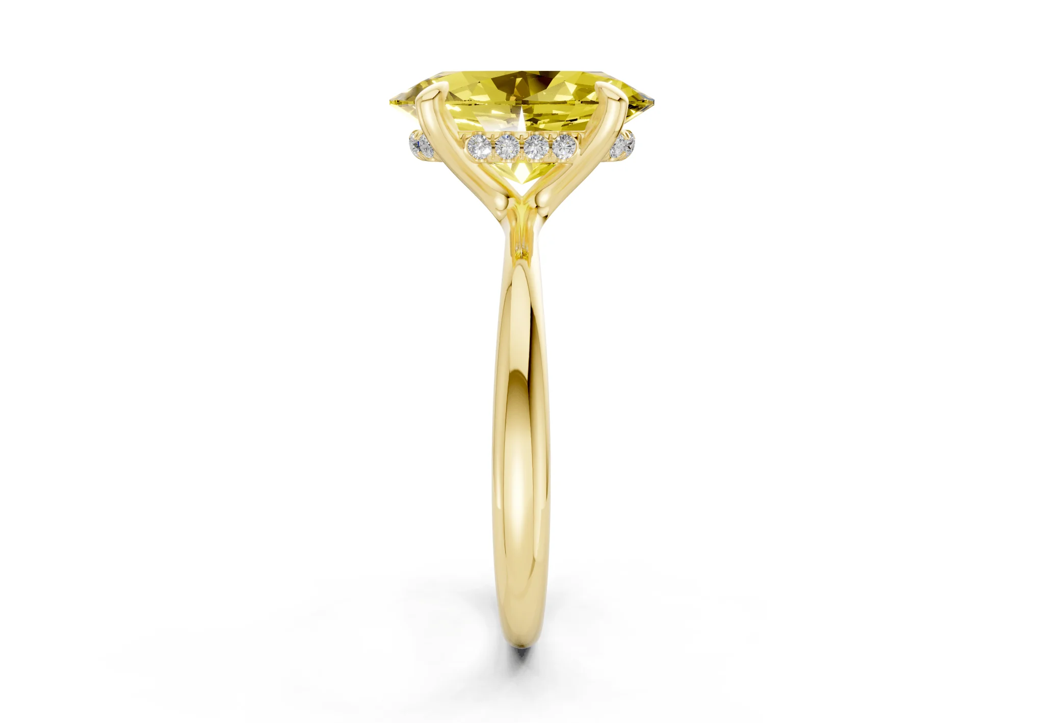 Marlowe Yellow Diamond Solitaire Oval Cut 1.6mm Engagement Ring - Image 3