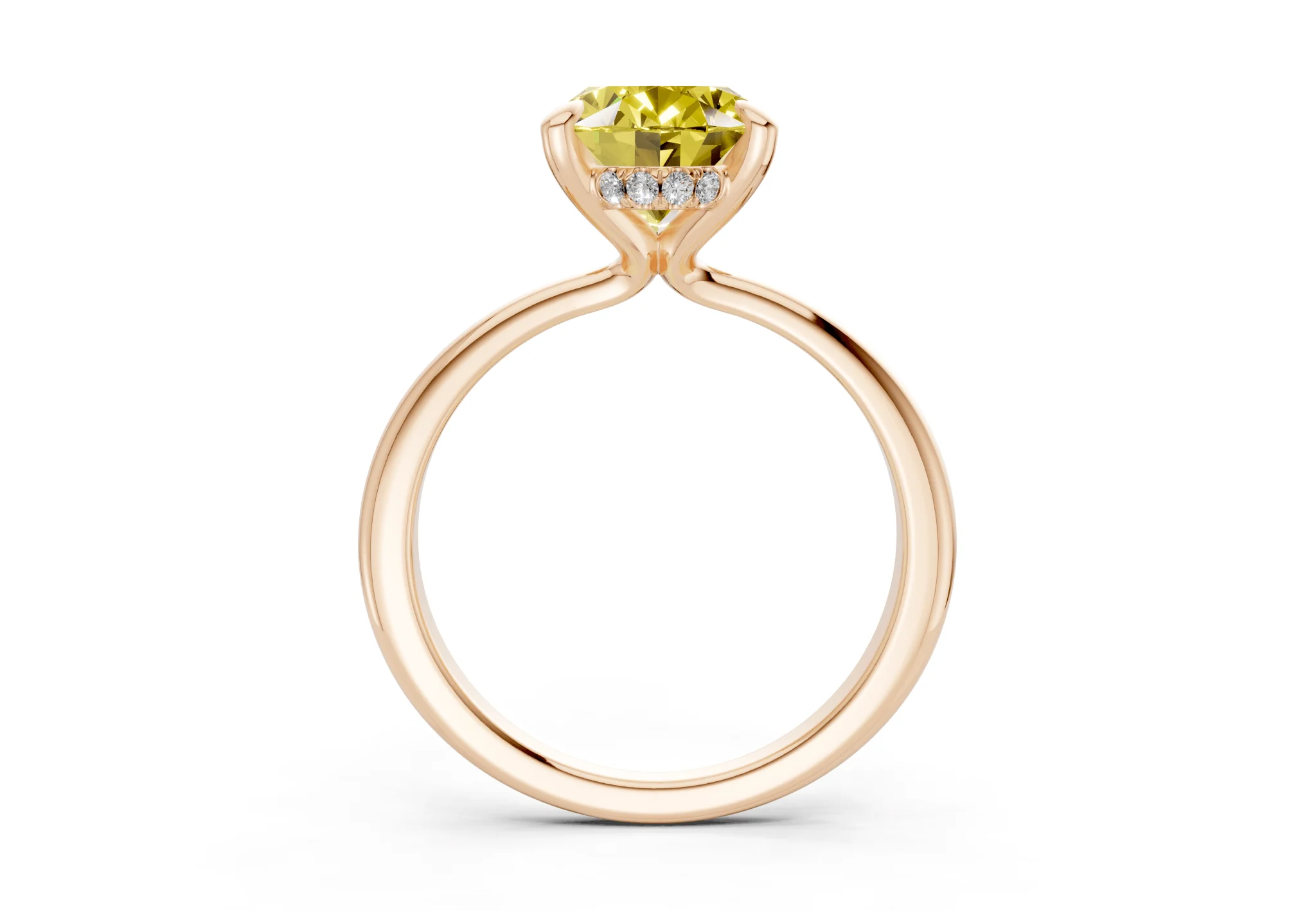 Marlowe Yellow Diamond Solitaire Oval Cut 1.6mm Engagement Ring - Image 5