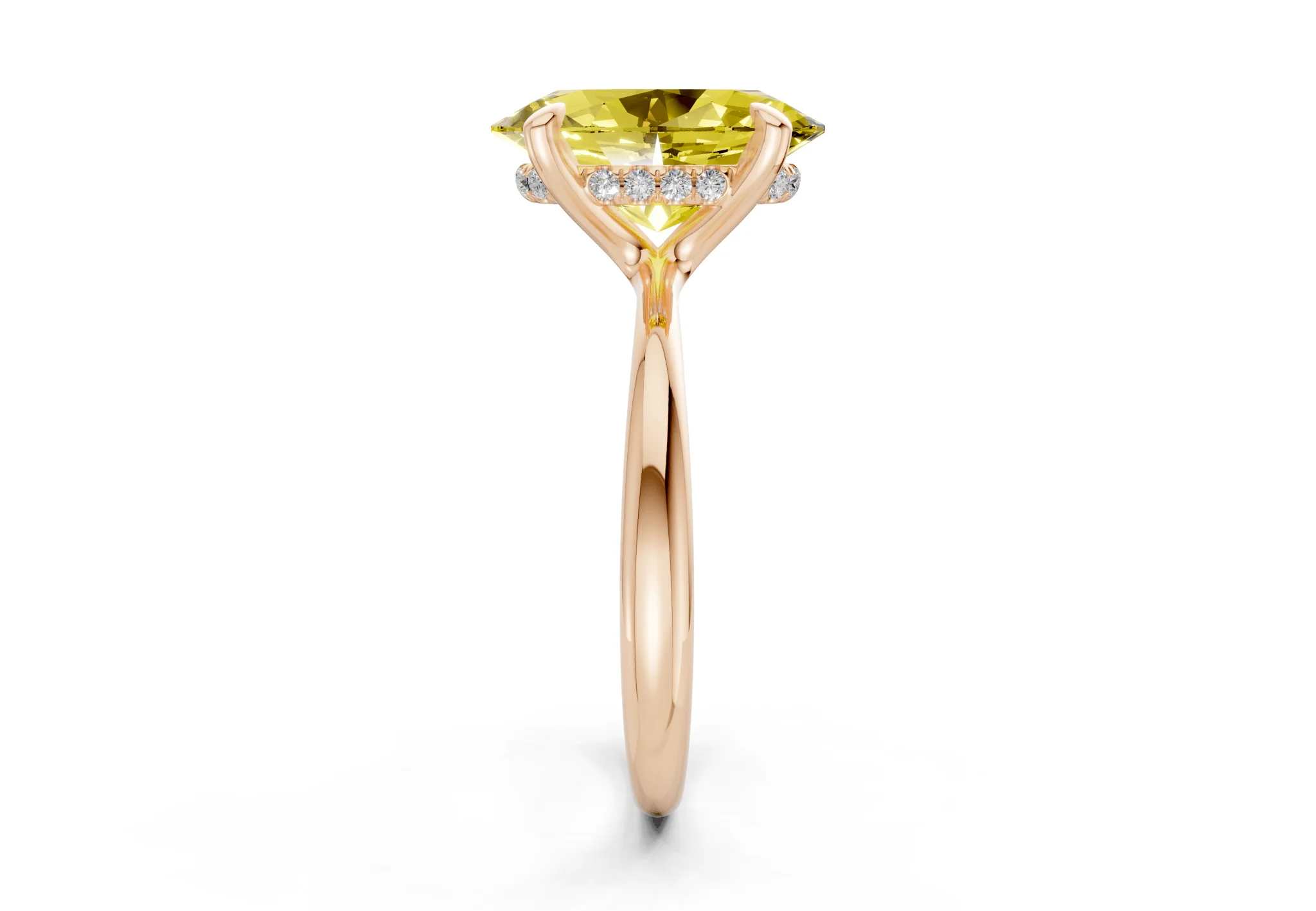 Marlowe Yellow Diamond Solitaire Oval Cut 1.6mm Engagement Ring - Image 6