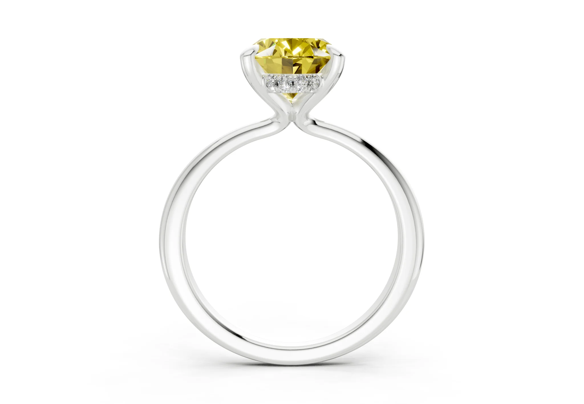 Marlowe Yellow Diamond Solitaire Oval Cut 1.6mm Engagement Ring - Image 8
