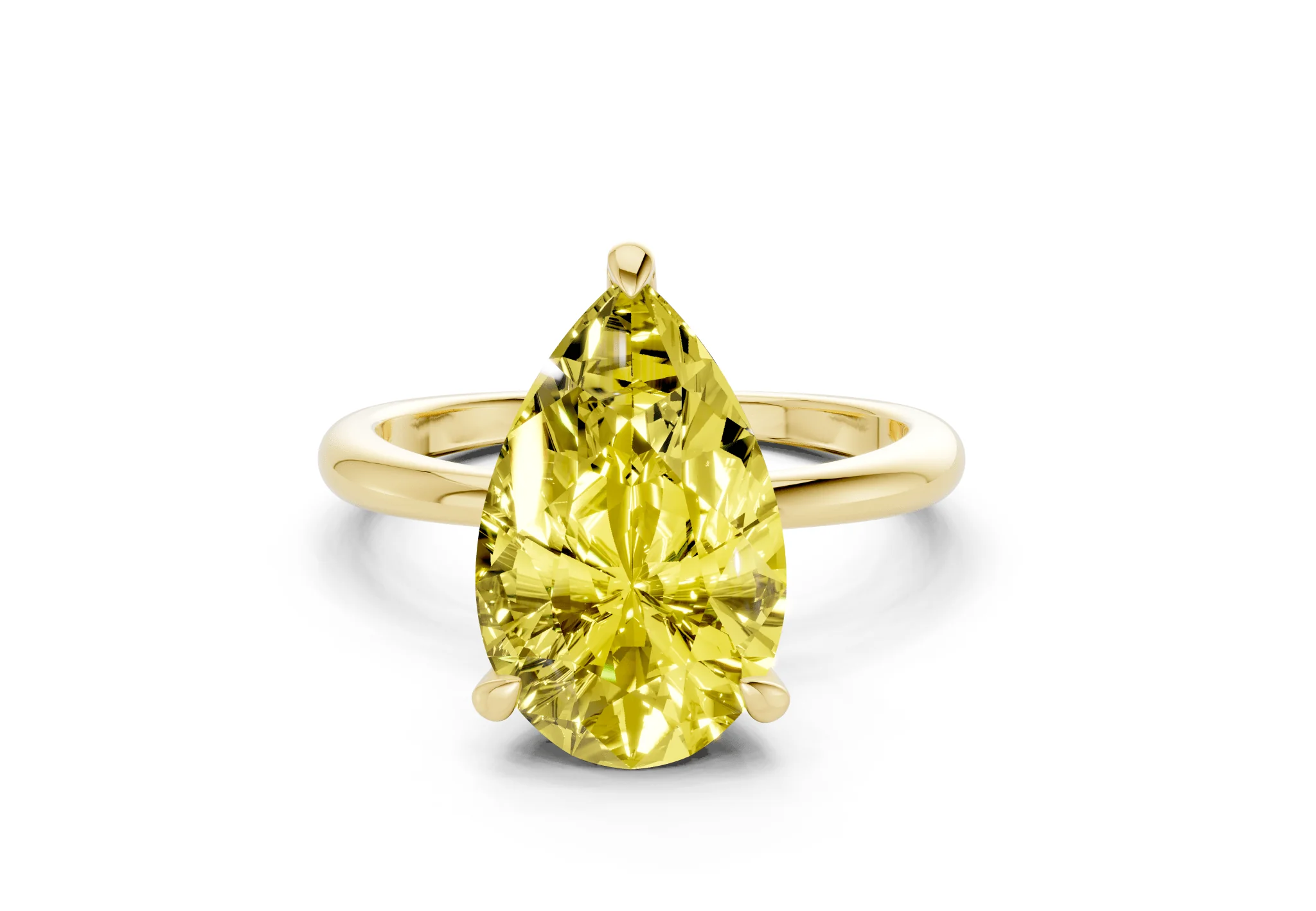 Marlowe Yellow Diamond Solitaire Pear Cut 1.6mm Engagement Ring