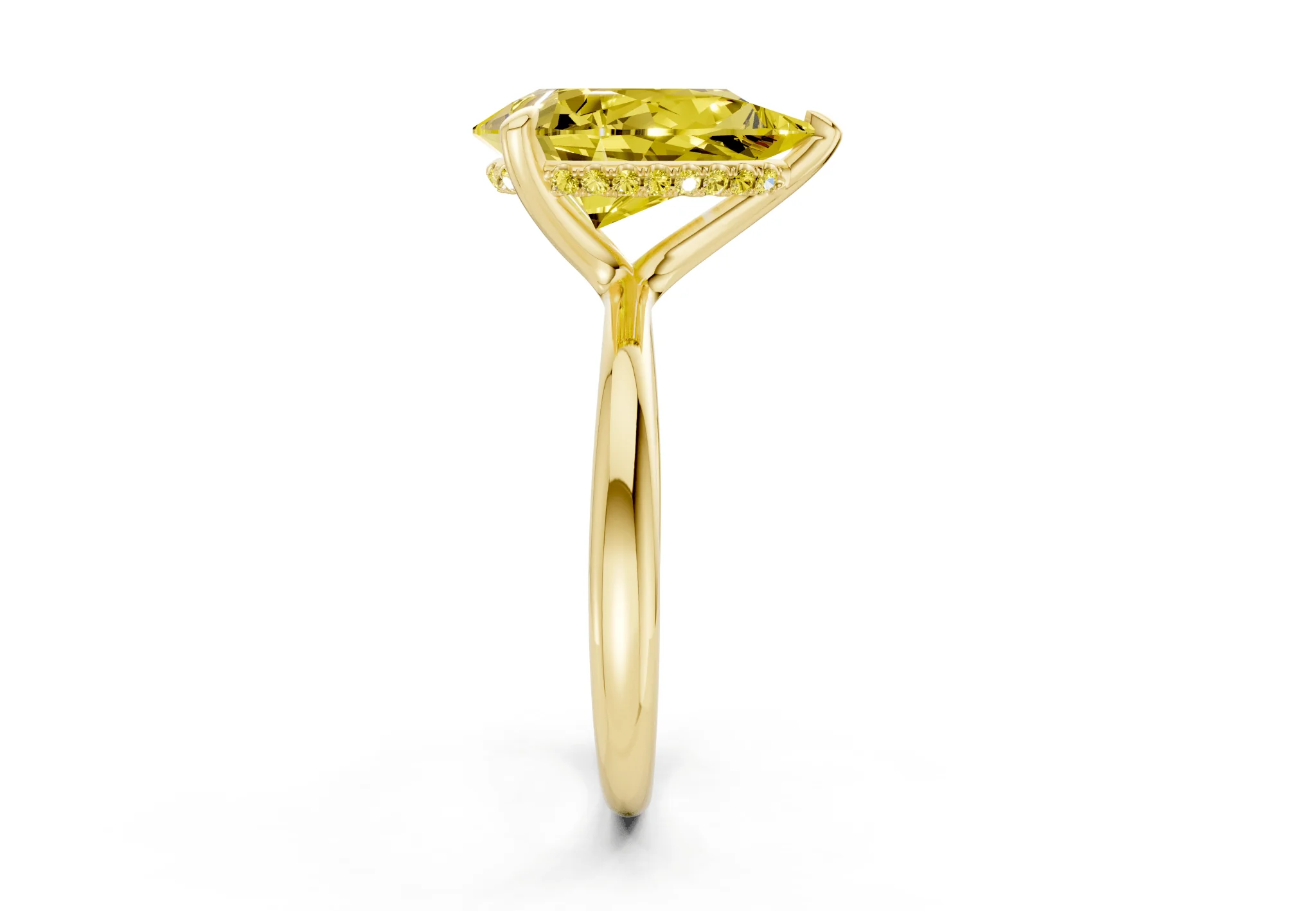 Marlowe Yellow Diamond Solitaire Pear Cut 1.6mm Engagement Ring - Image 3
