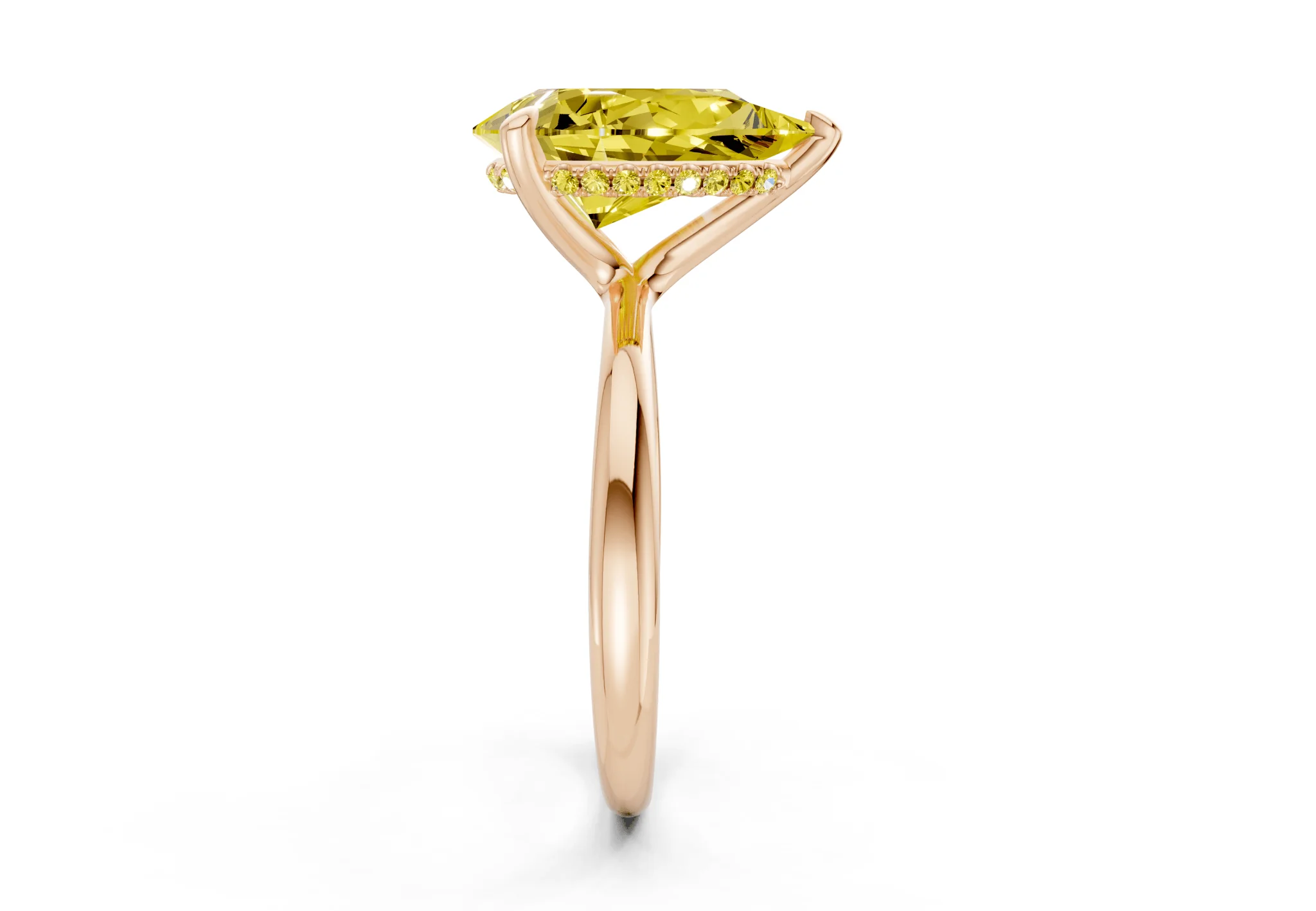 Marlowe Yellow Diamond Solitaire Pear Cut 1.6mm Engagement Ring - Image 6