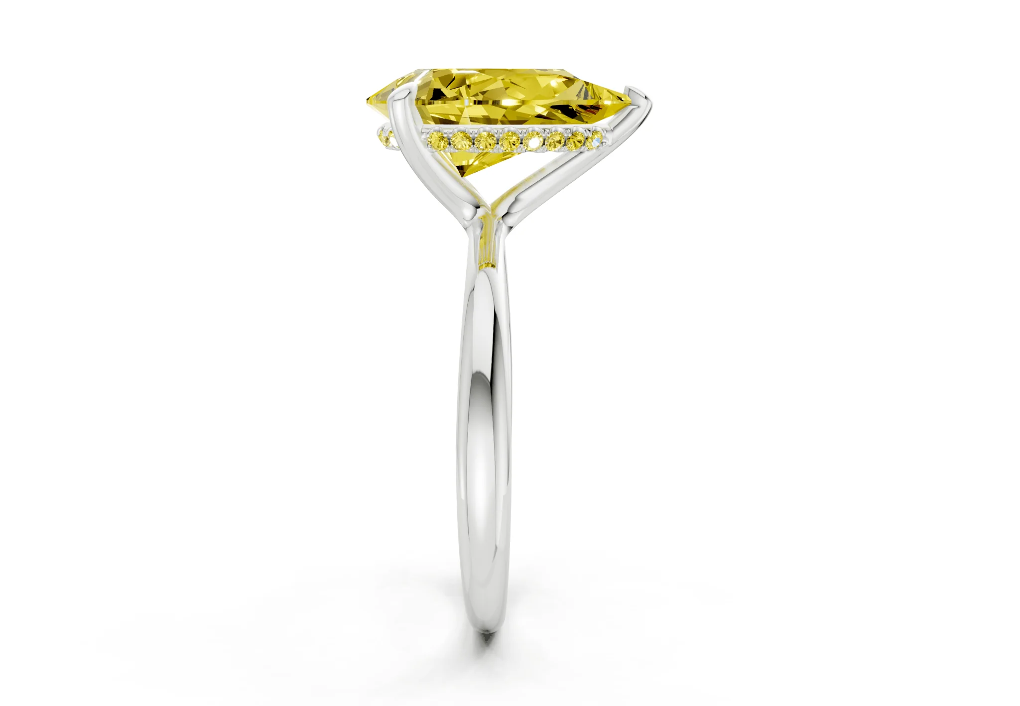 Marlowe Yellow Diamond Solitaire Pear Cut 1.6mm Engagement Ring - Image 9