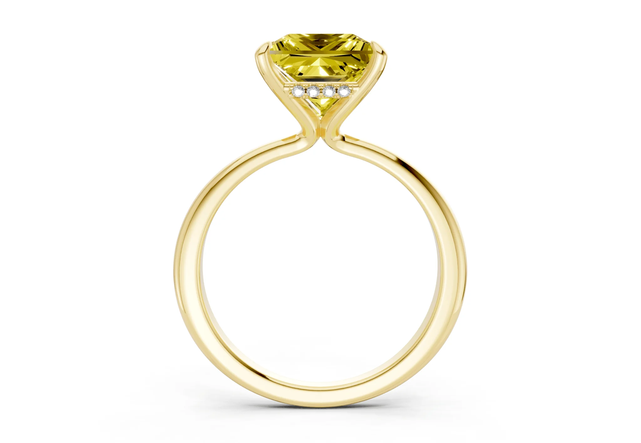 Marlowe Yellow Diamond Solitaire Princess Cut 1.6mm Engagement Ring - Image 2
