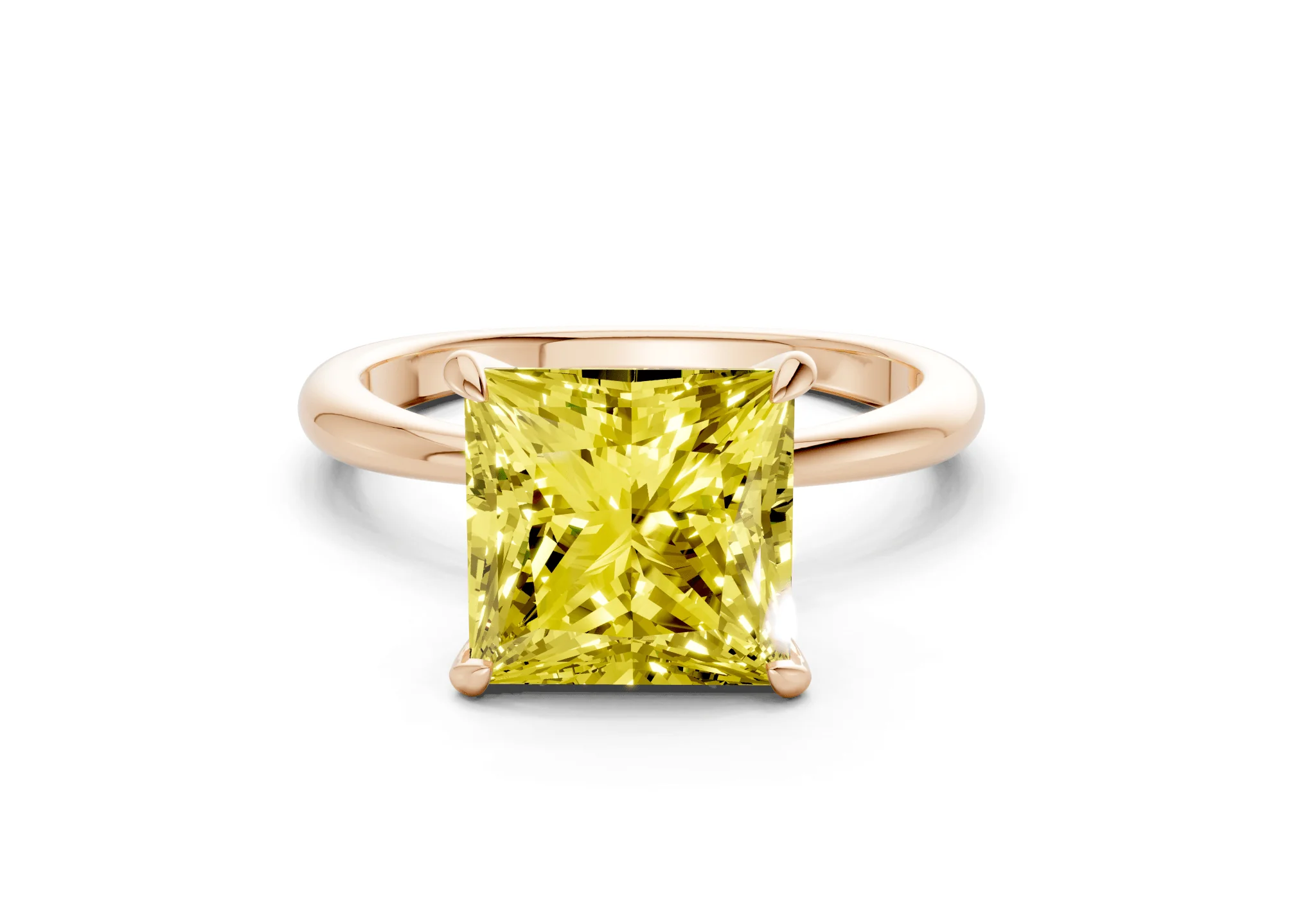 Marlowe Yellow Diamond Solitaire Princess Cut 1.6mm Engagement Ring - Image 4