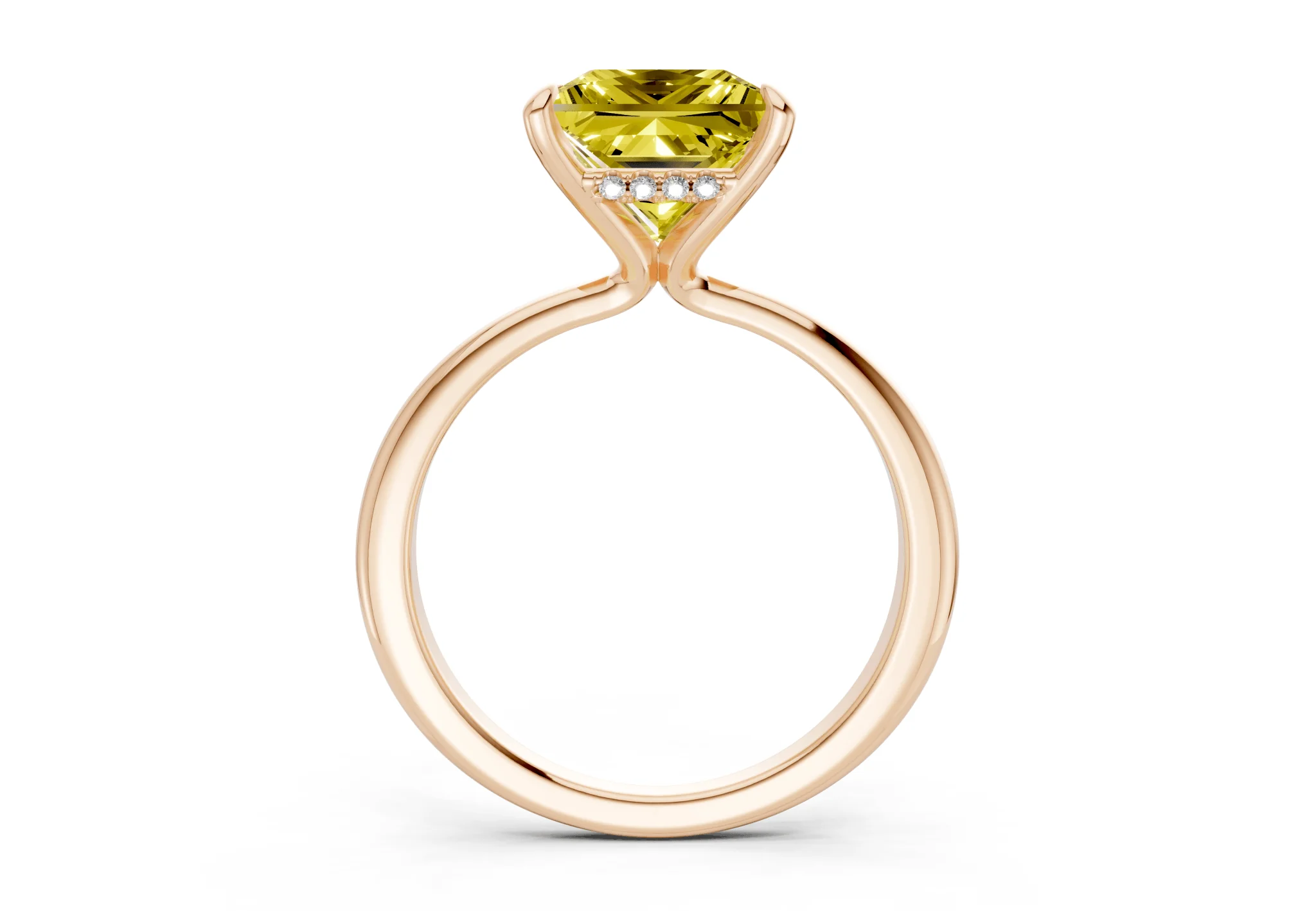 Marlowe Yellow Diamond Solitaire Princess Cut 1.6mm Engagement Ring - Image 5