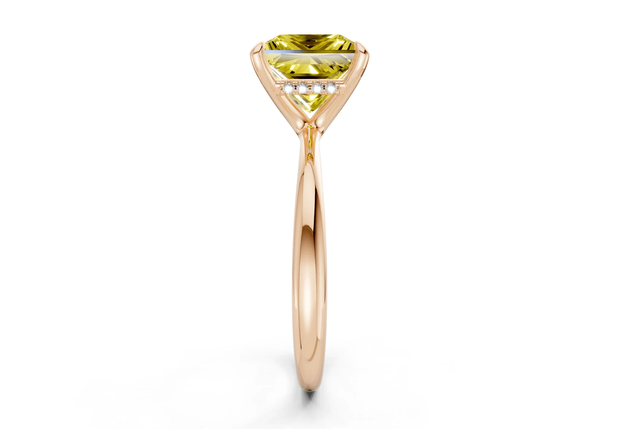 Marlowe Yellow Diamond Solitaire Princess Cut 1.6mm Engagement Ring - Image 6