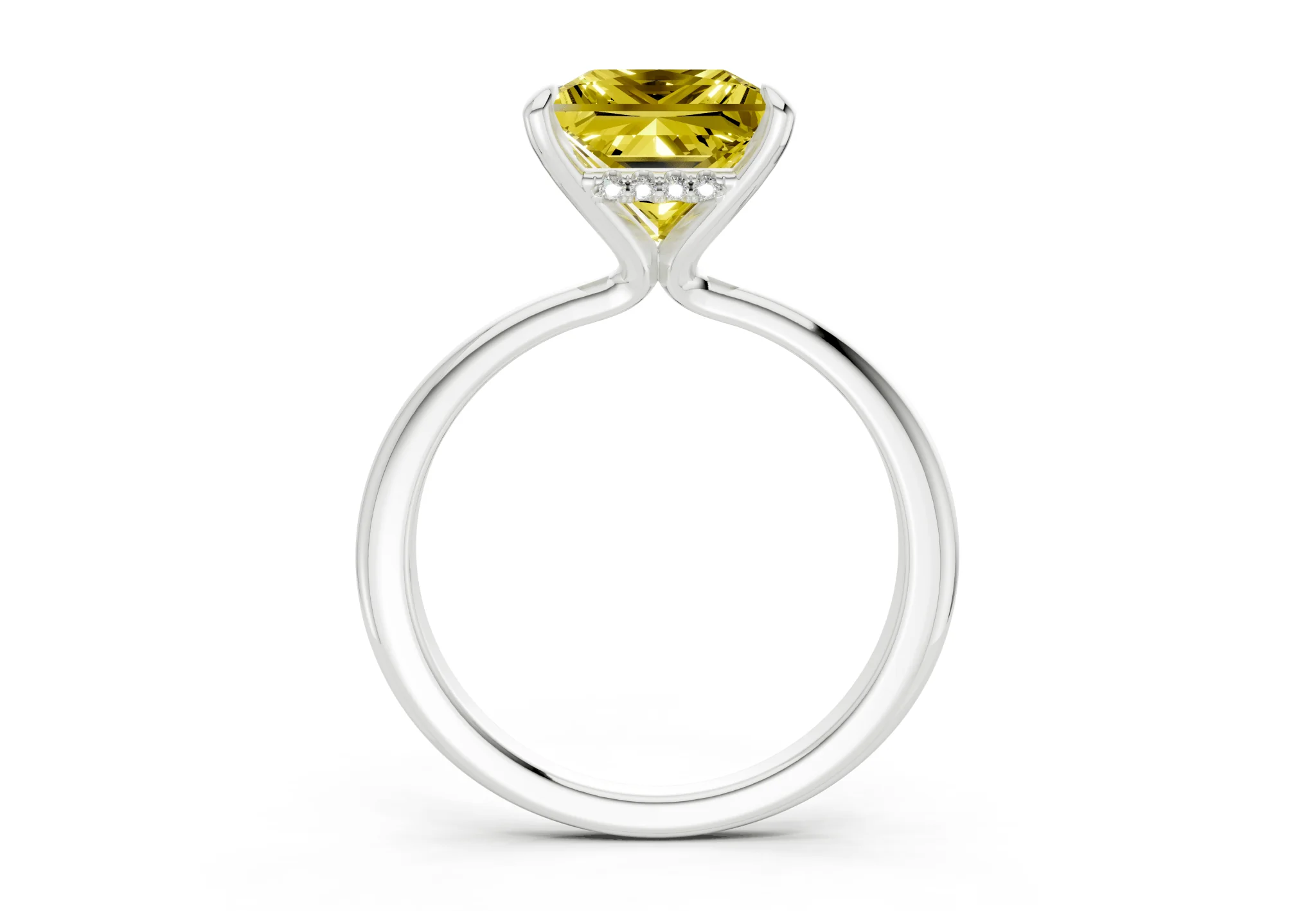 Marlowe Yellow Diamond Solitaire Princess Cut 1.6mm Engagement Ring - Image 8