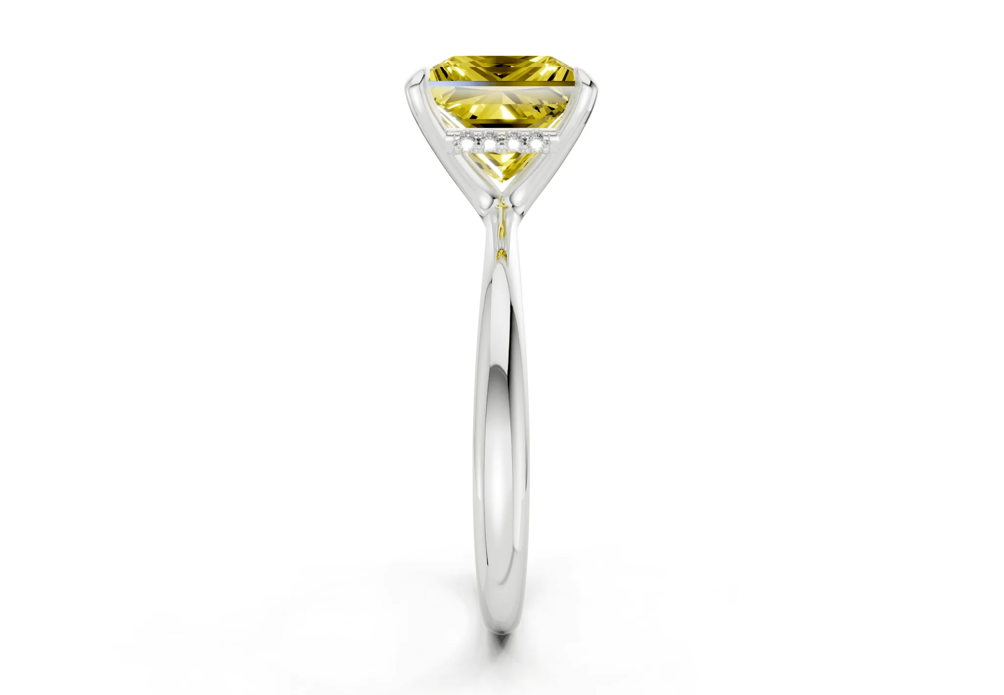 Marlowe Yellow Diamond Solitaire Princess Cut 1.6mm Engagement Ring - Image 9