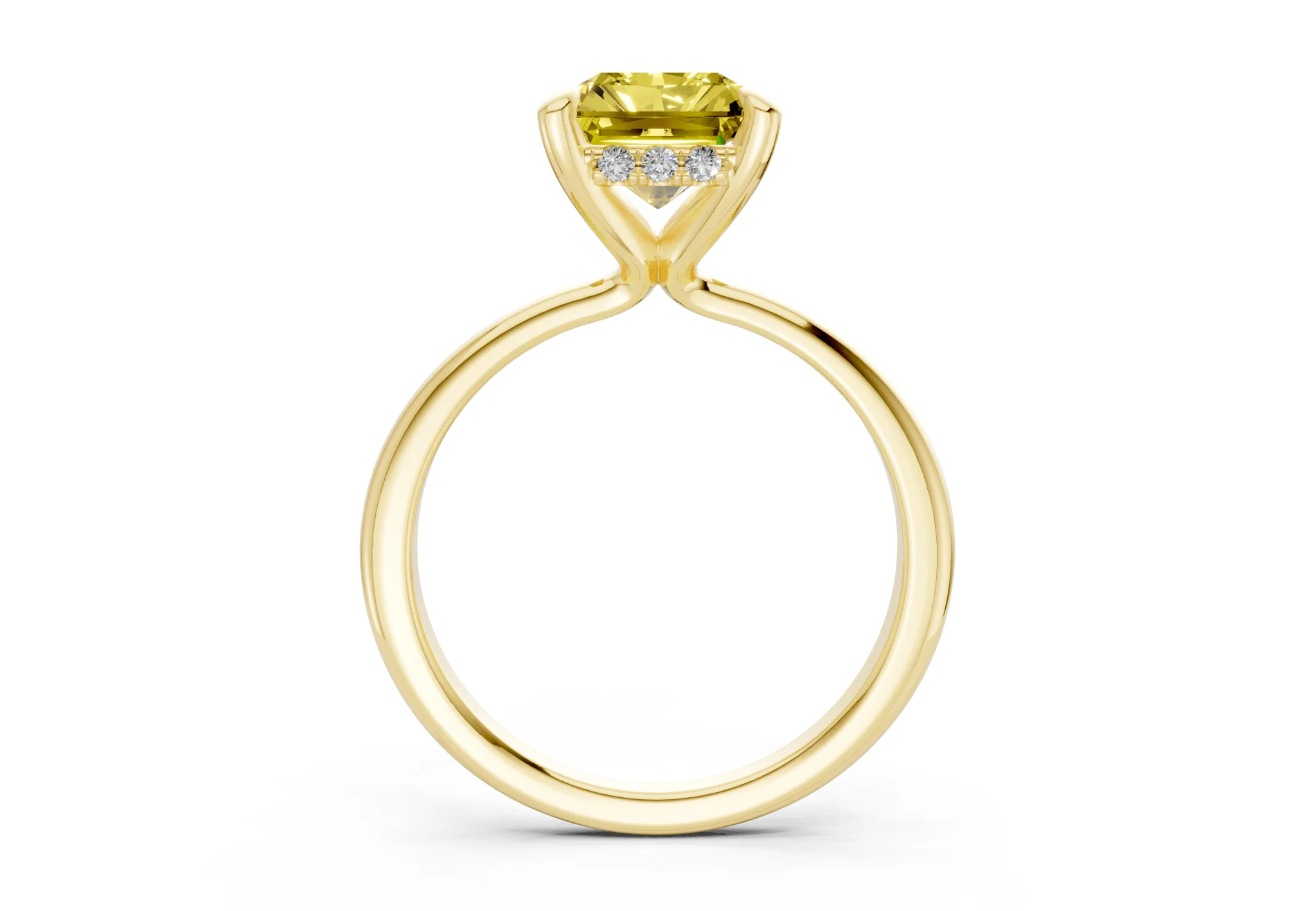 Marlowe Yellow Diamond Solitaire Radiant Cut 1.6mm Engagement Ring - Image 2