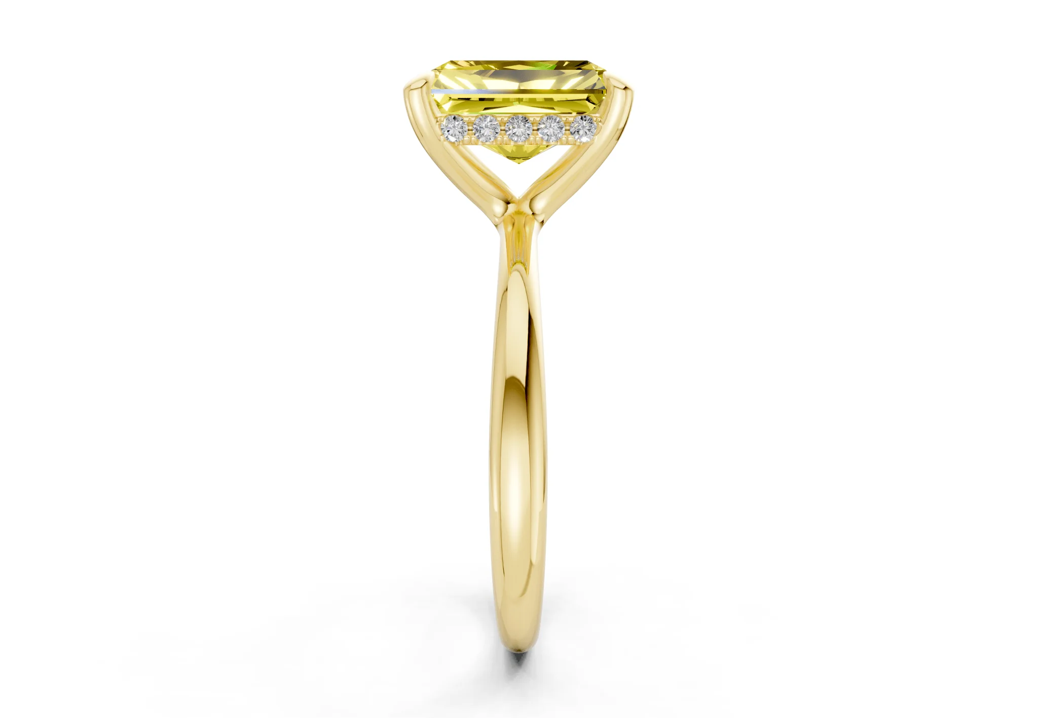 Marlowe Yellow Diamond Solitaire Radiant Cut 1.6mm Engagement Ring - Image 3
