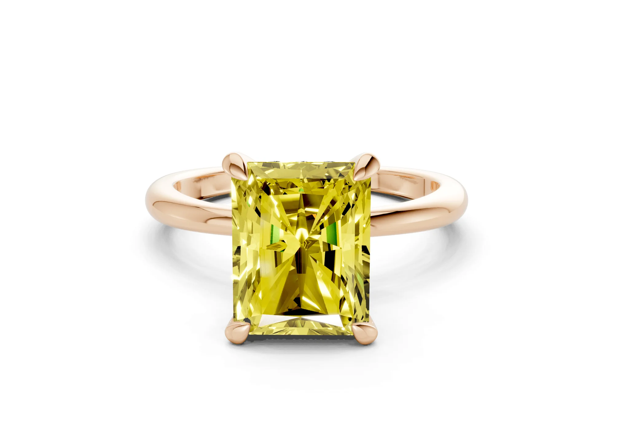 Marlowe Yellow Diamond Solitaire Radiant Cut 1.6mm Engagement Ring - Image 4