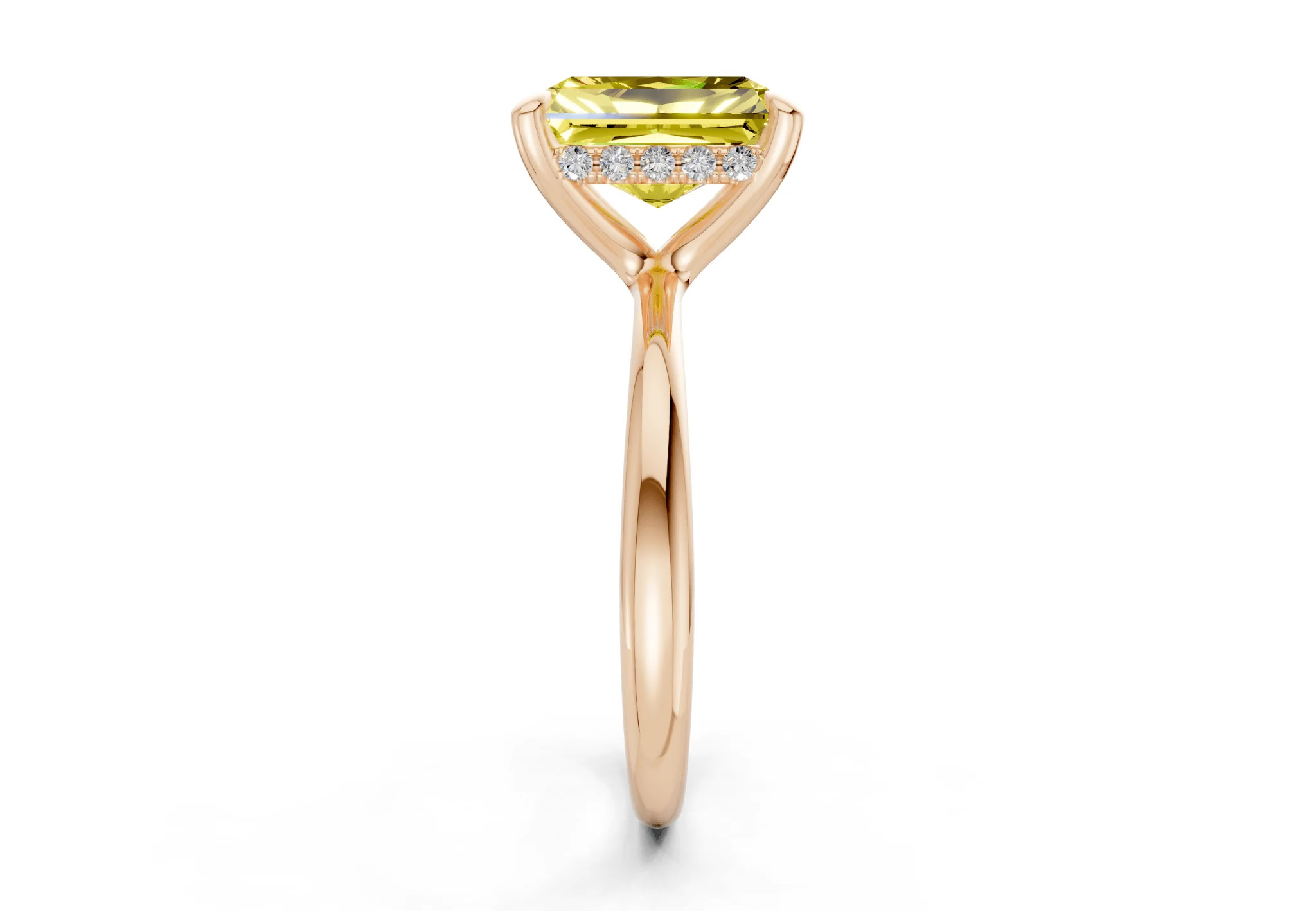 Marlowe Yellow Diamond Solitaire Radiant Cut 1.6mm Engagement Ring - Image 6