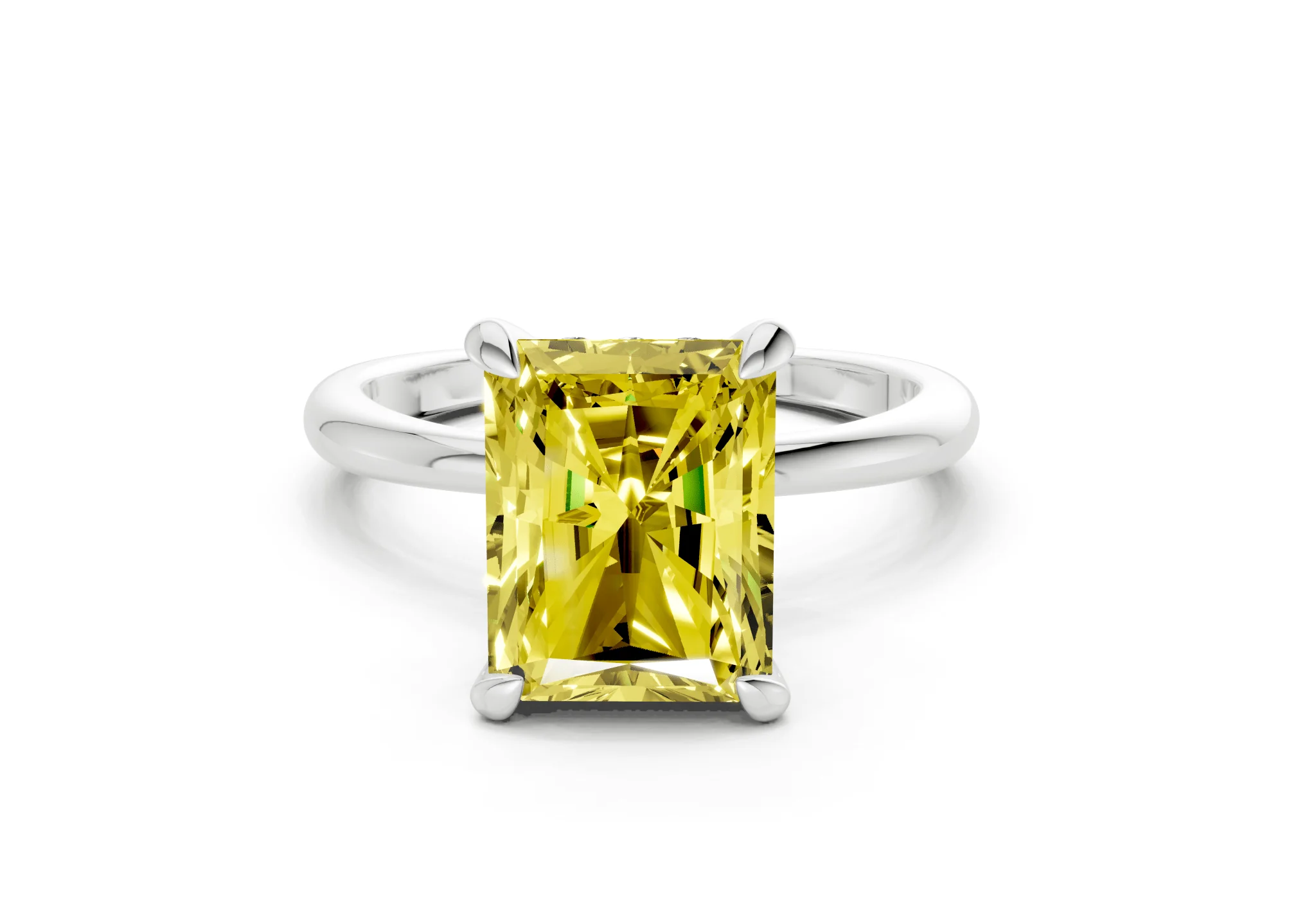 Marlowe Yellow Diamond Solitaire Radiant Cut 1.6mm Engagement Ring - Image 7