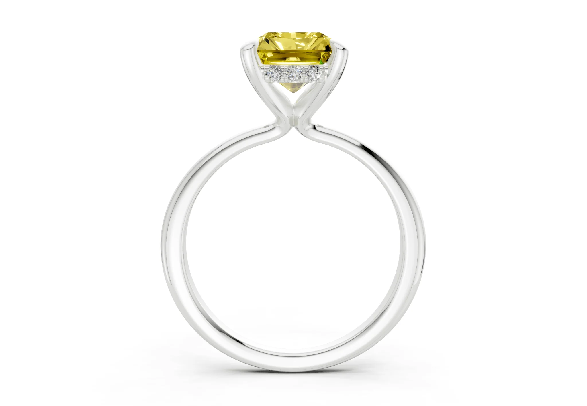 Marlowe Yellow Diamond Solitaire Radiant Cut 1.6mm Engagement Ring - Image 8