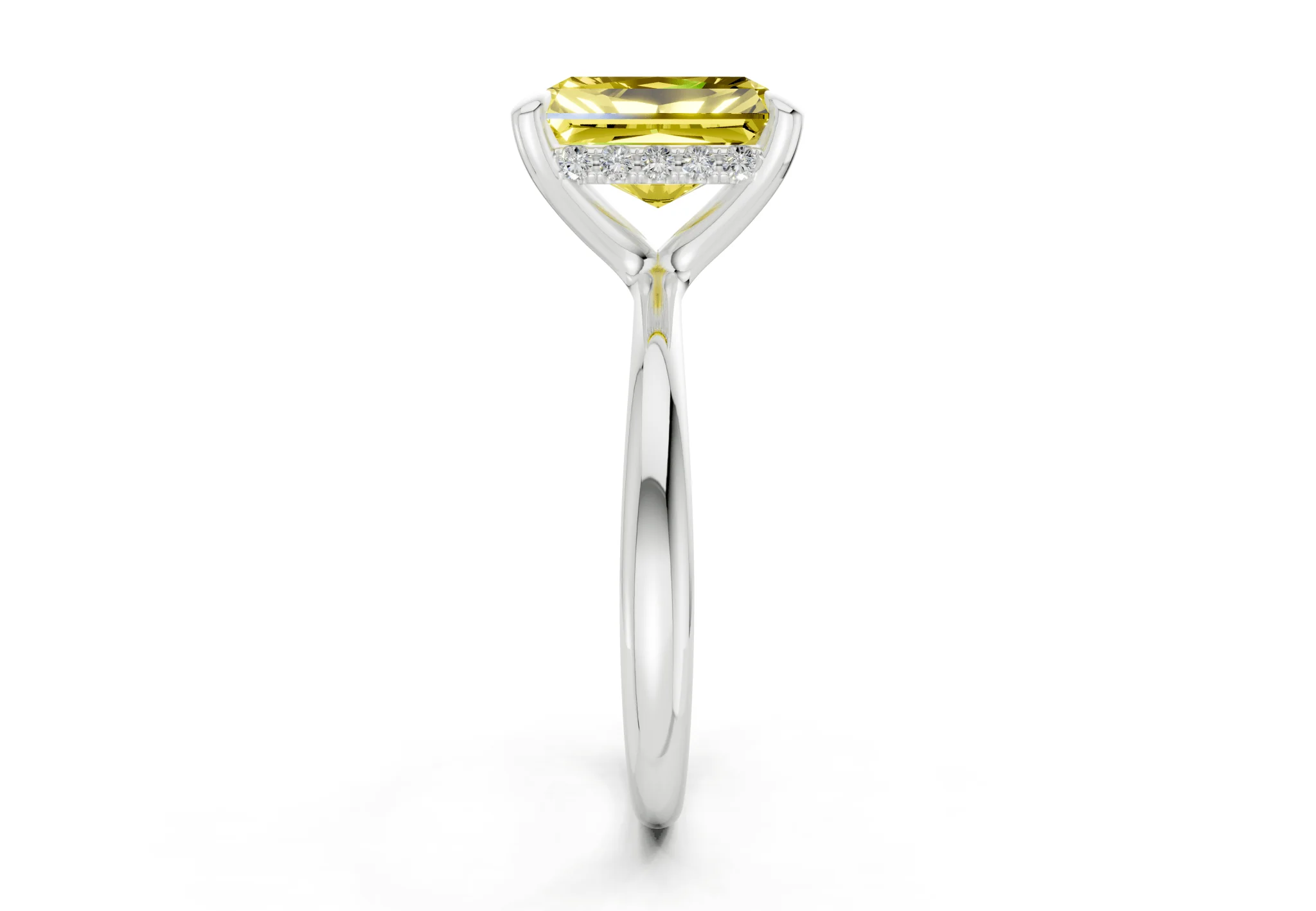 Marlowe Yellow Diamond Solitaire Radiant Cut 1.6mm Engagement Ring - Image 9