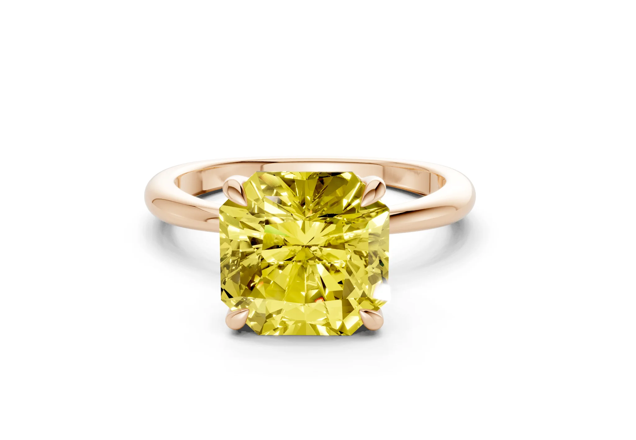 Marlowe Yellow Diamond Solitaire Radiant Squareuare Cut 1.6mm Engagement Ring - Image 4