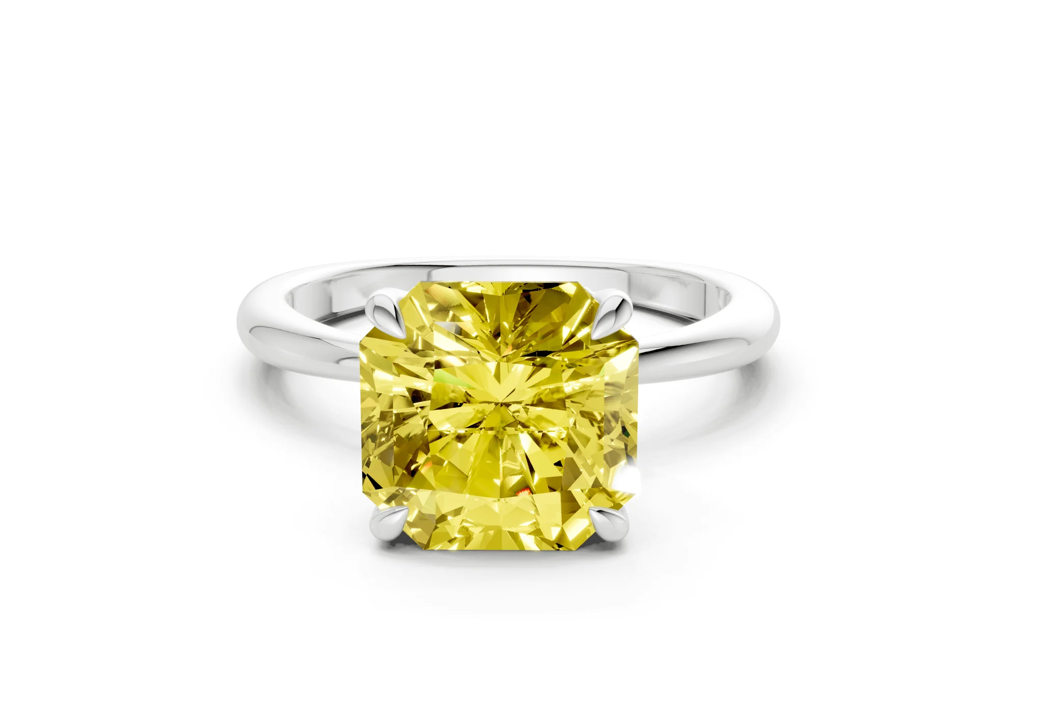 Marlowe Yellow Diamond Solitaire Radiant Squareuare Cut 1.6mm Engagement Ring - Image 7