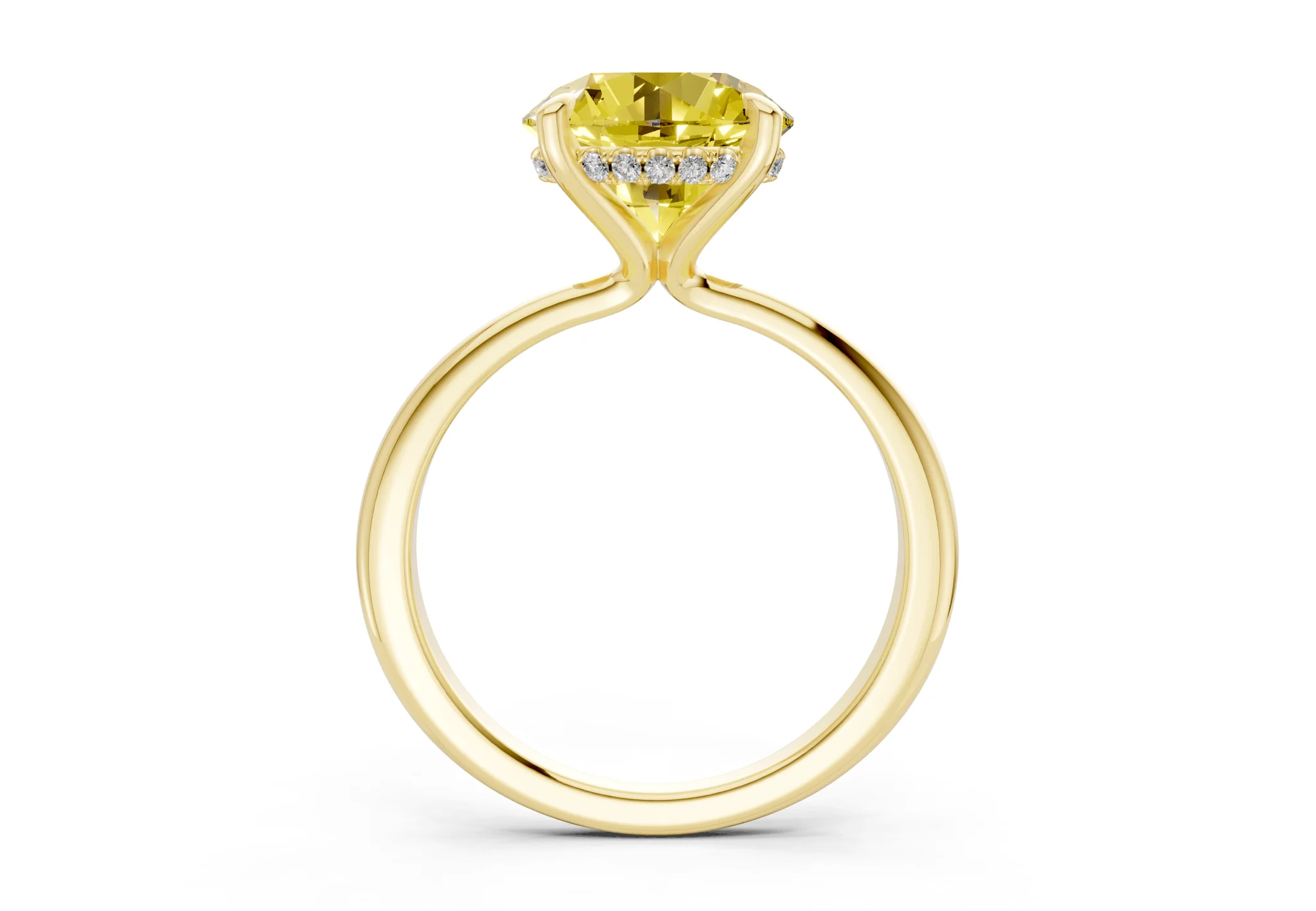 Marlowe Yellow Diamond Solitaire Round Cut 1.6mm Engagement Ring - Image 2