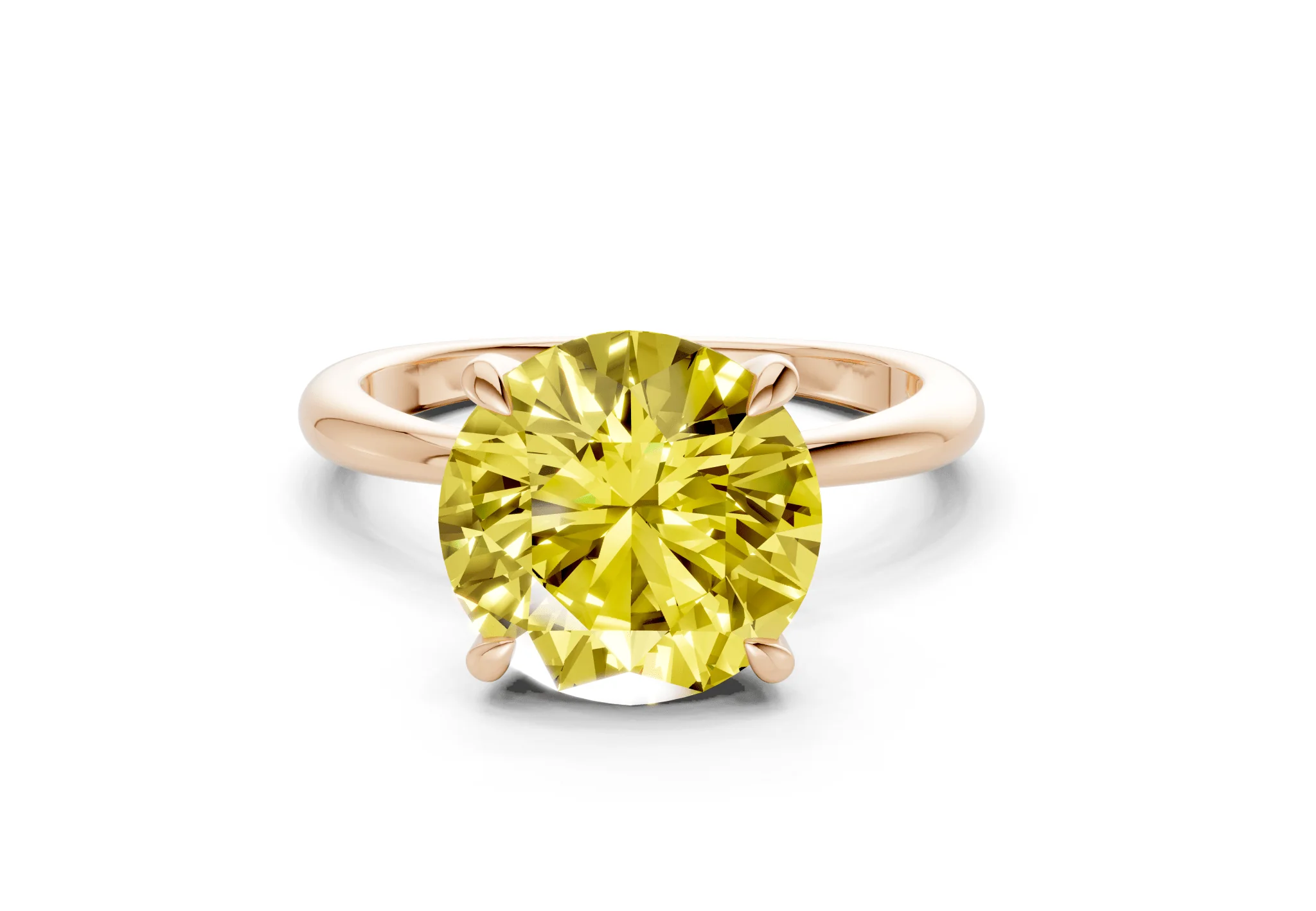 Marlowe Yellow Diamond Solitaire Round Cut 1.6mm Engagement Ring - Image 4