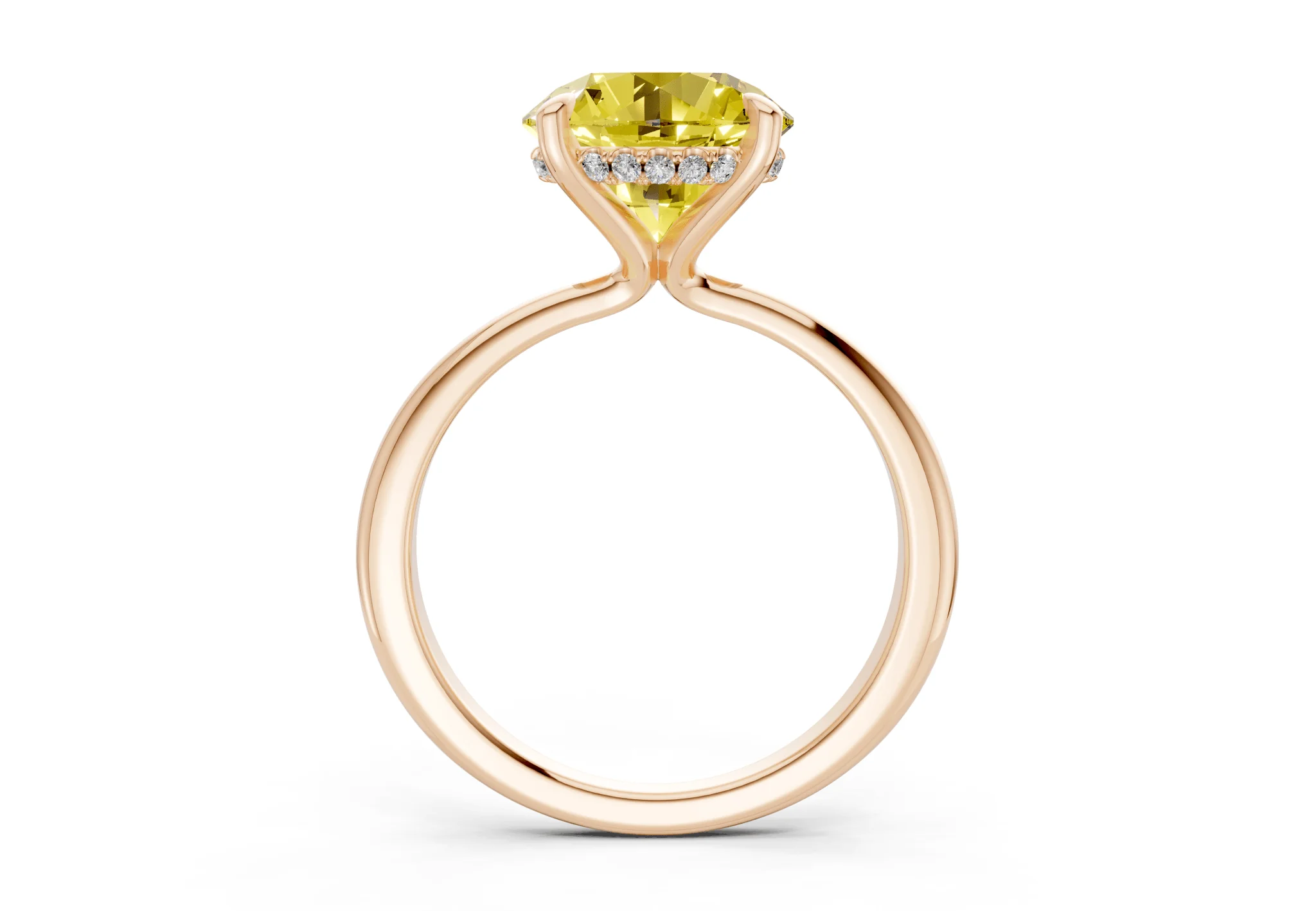 Marlowe Yellow Diamond Solitaire Round Cut 1.6mm Engagement Ring - Image 5