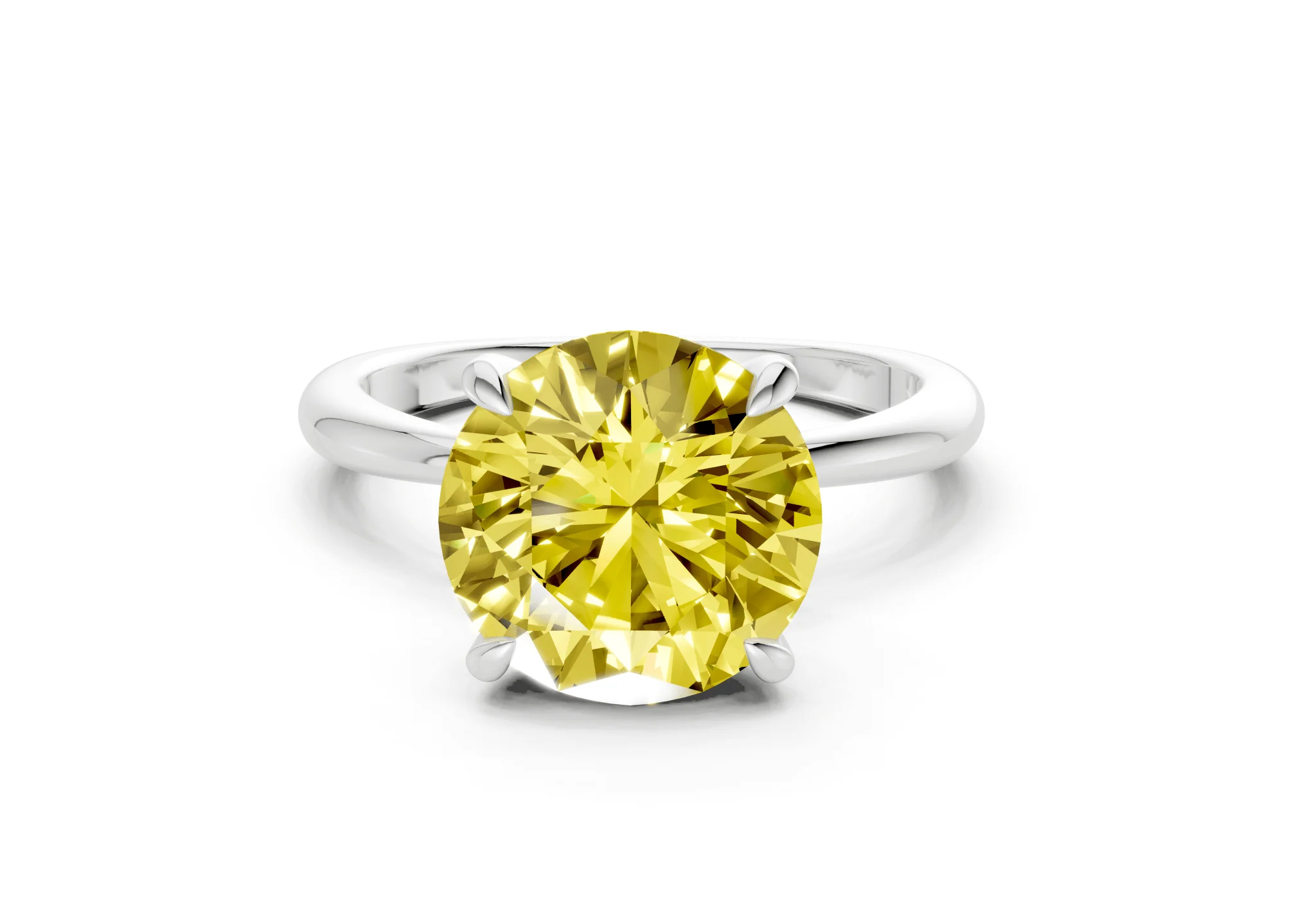 Marlowe Yellow Diamond Solitaire Round Cut 1.6mm Engagement Ring - Image 7