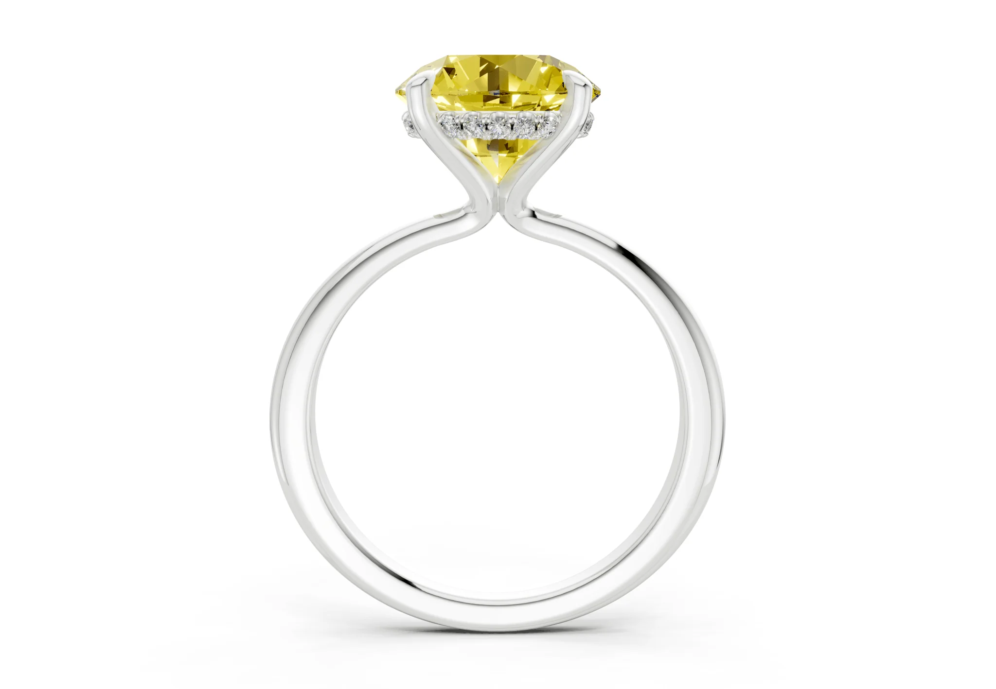 Marlowe Yellow Diamond Solitaire Round Cut 1.6mm Engagement Ring - Image 8