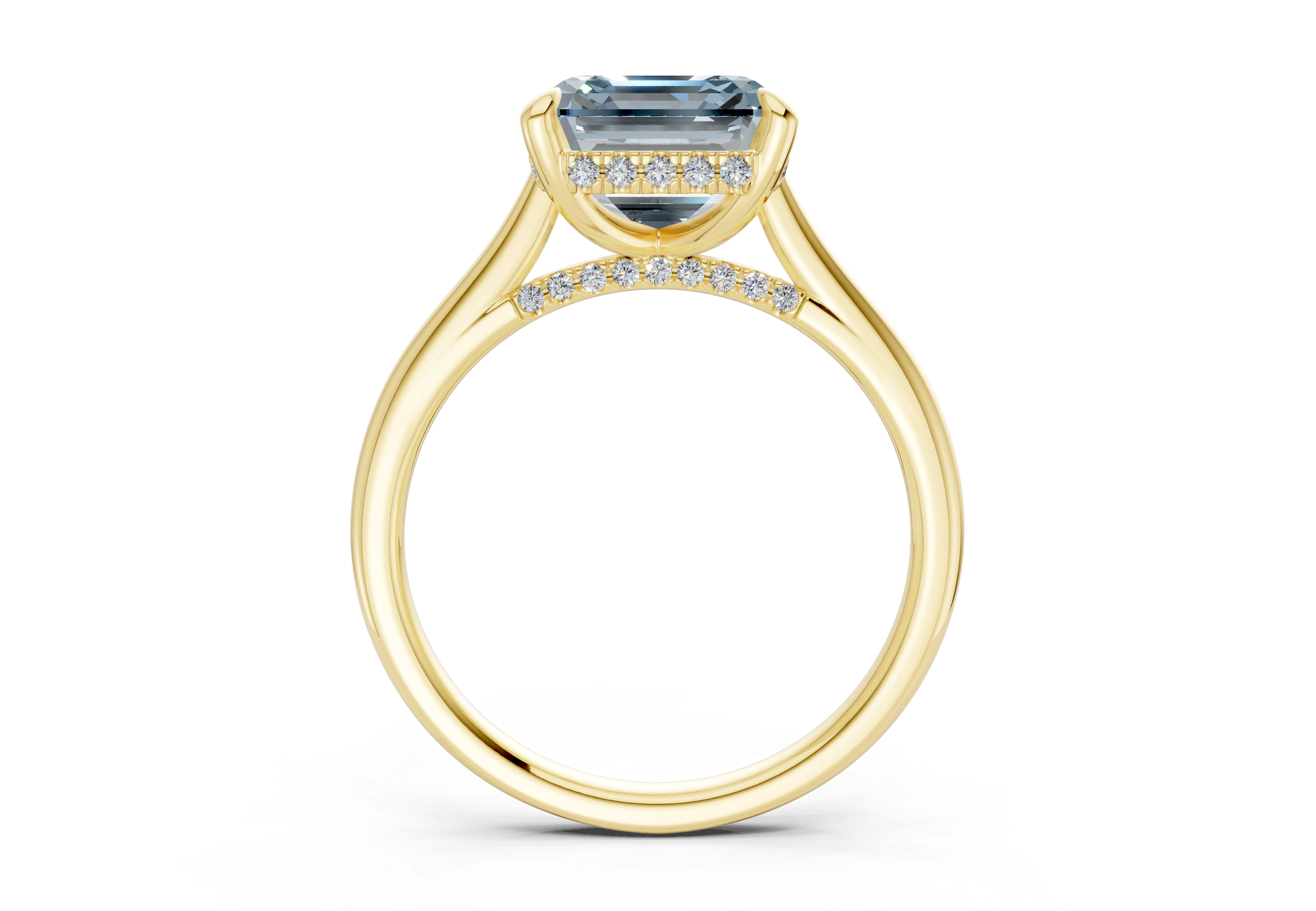 Piper Blue Diamond Solitaire Asscher Cut 1.8mm Engagement Ring - Image 2