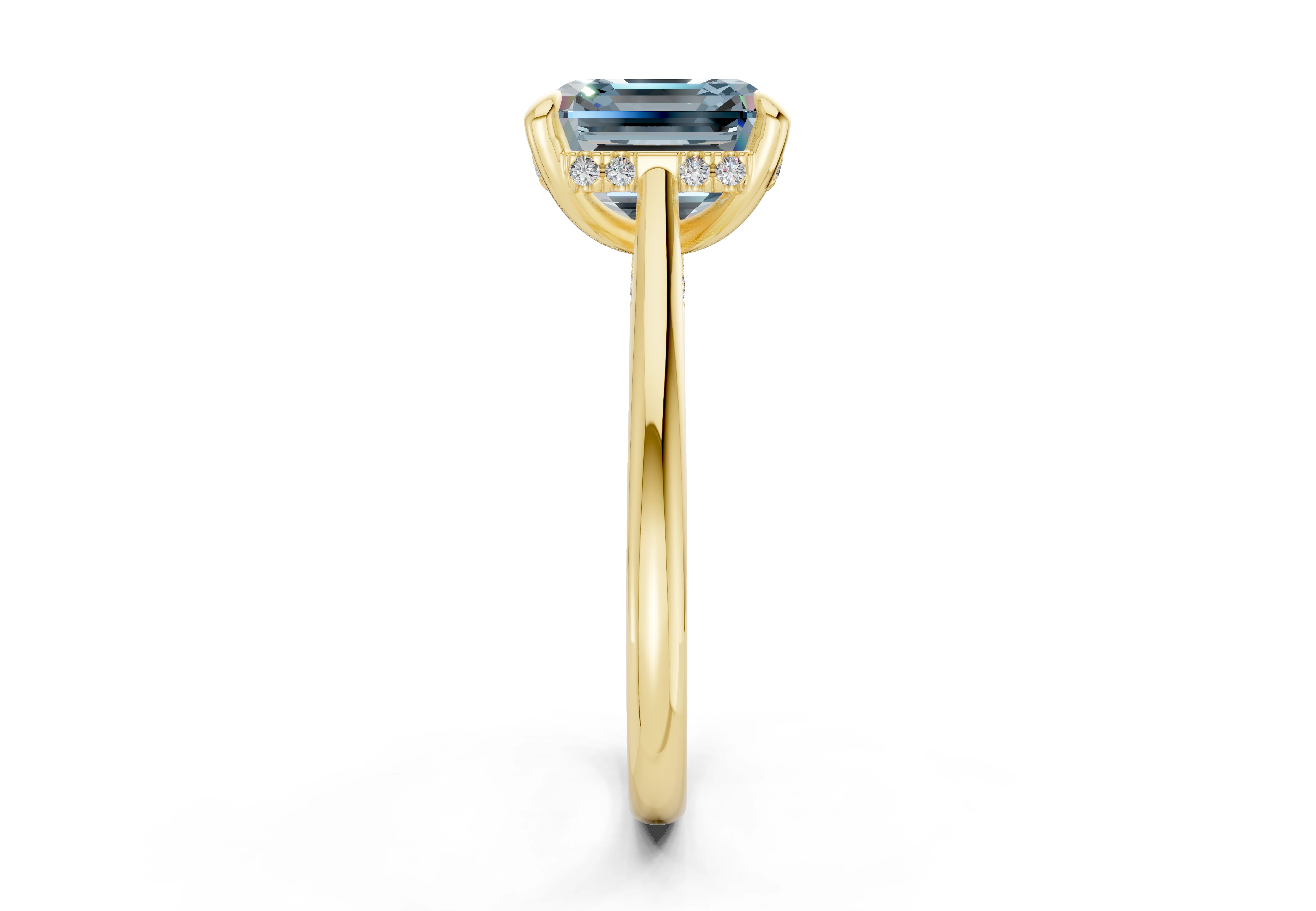 Piper Blue Diamond Solitaire Asscher Cut 1.8mm Engagement Ring - Image 3