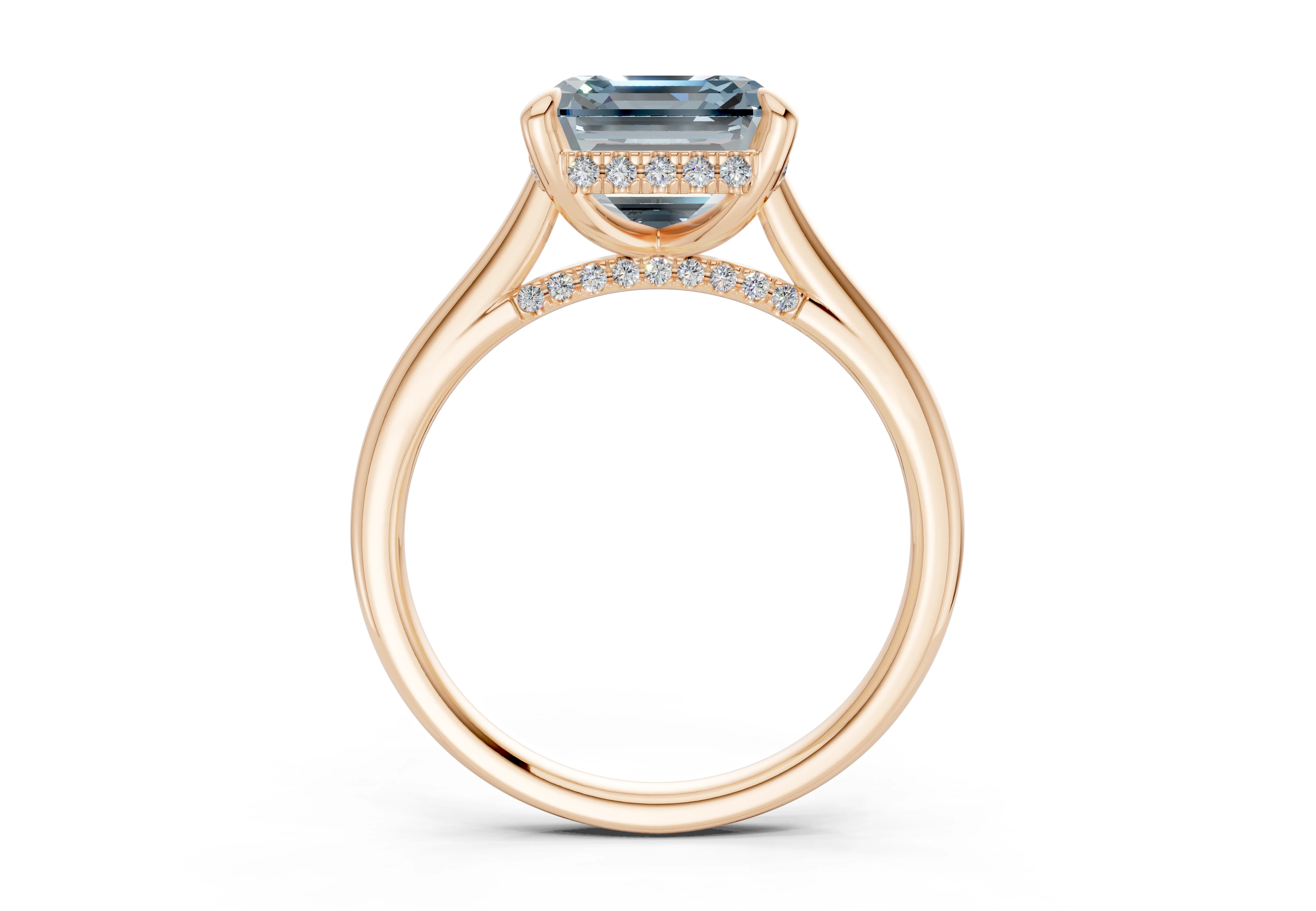 Piper Blue Diamond Solitaire Asscher Cut 2mm Engagement Ring - Image 5