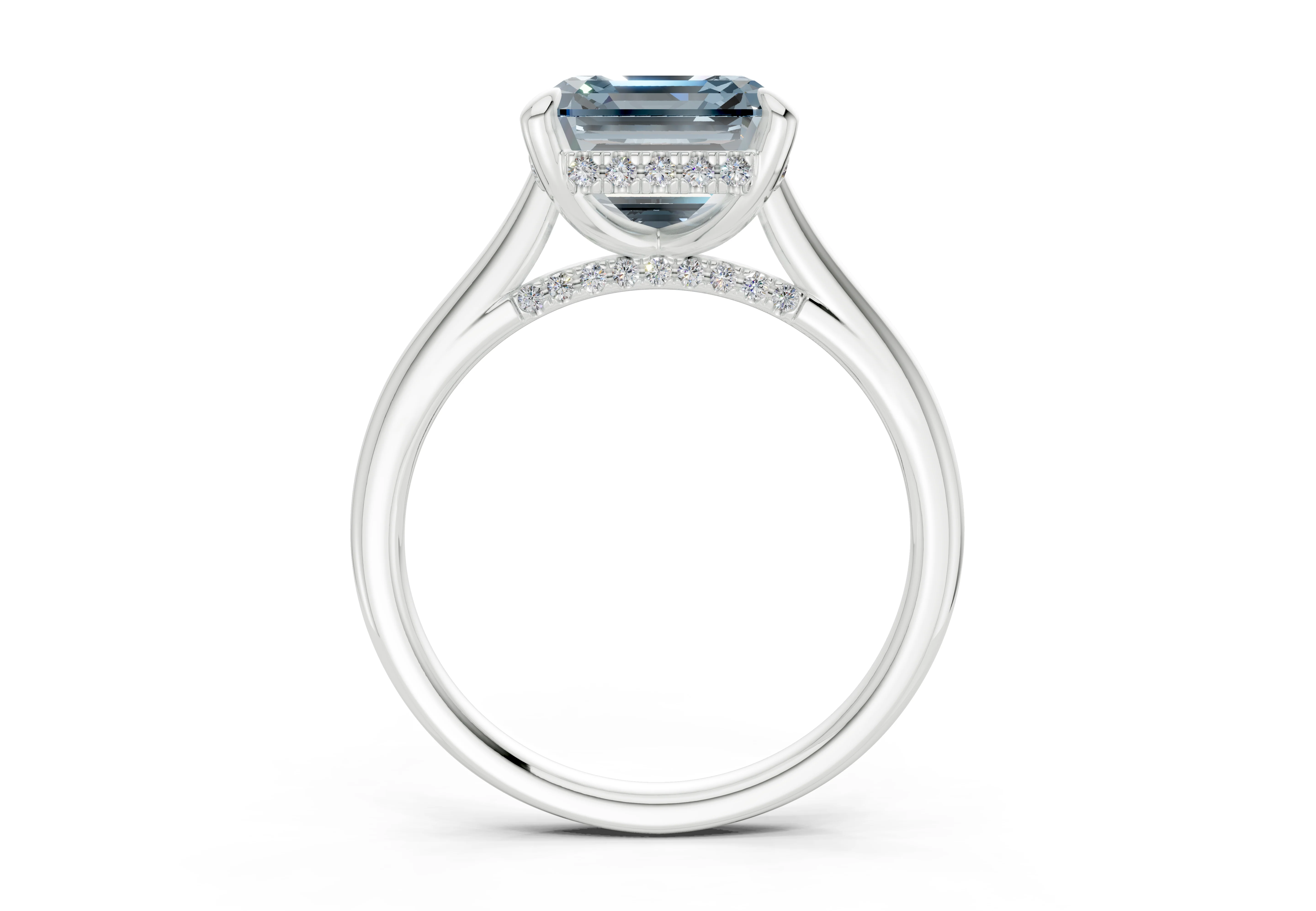 Piper Blue Diamond Solitaire Asscher Cut 2mm Engagement Ring - Image 8