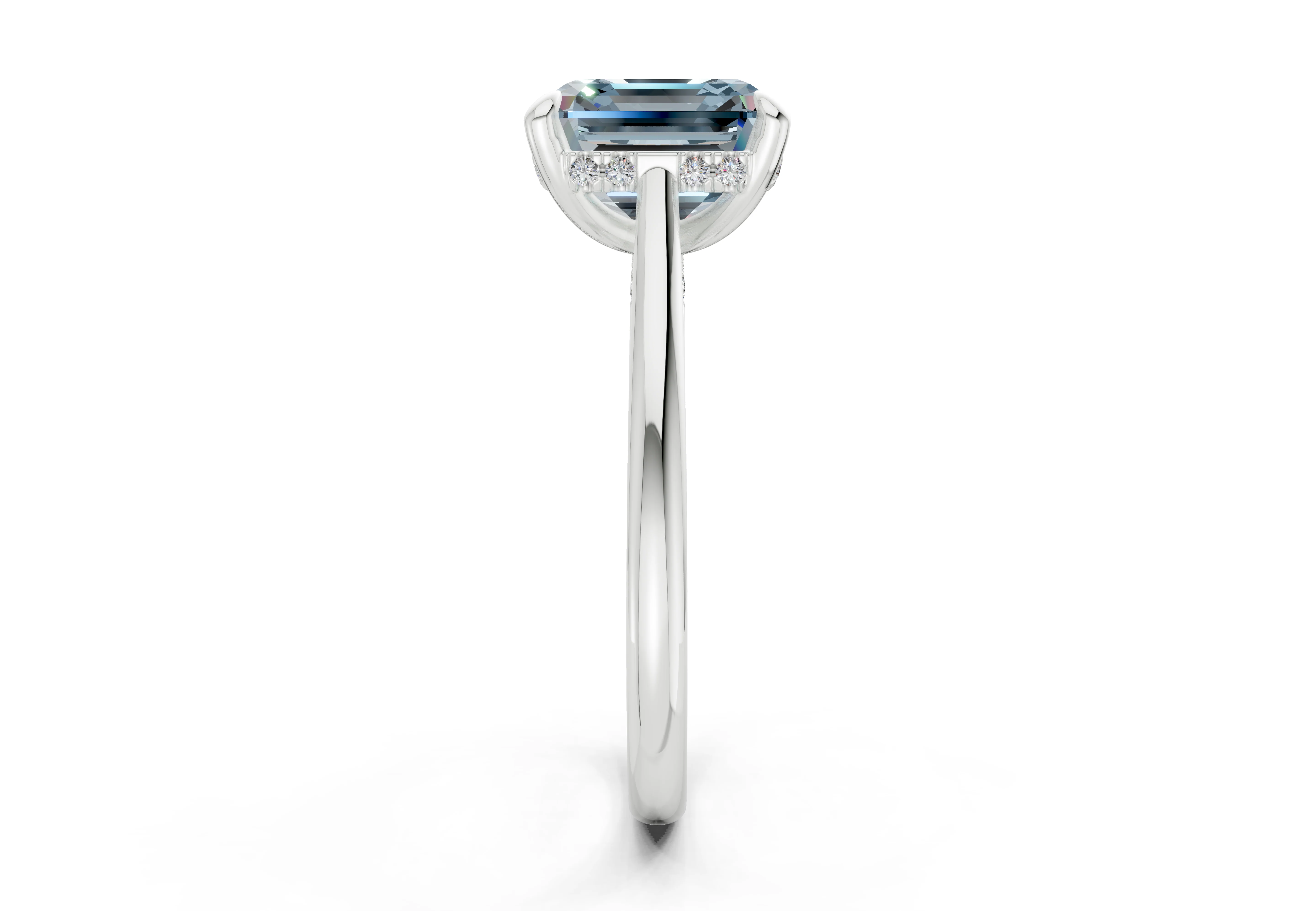 Piper Blue Diamond Solitaire Asscher Cut 2mm Engagement Ring - Image 9