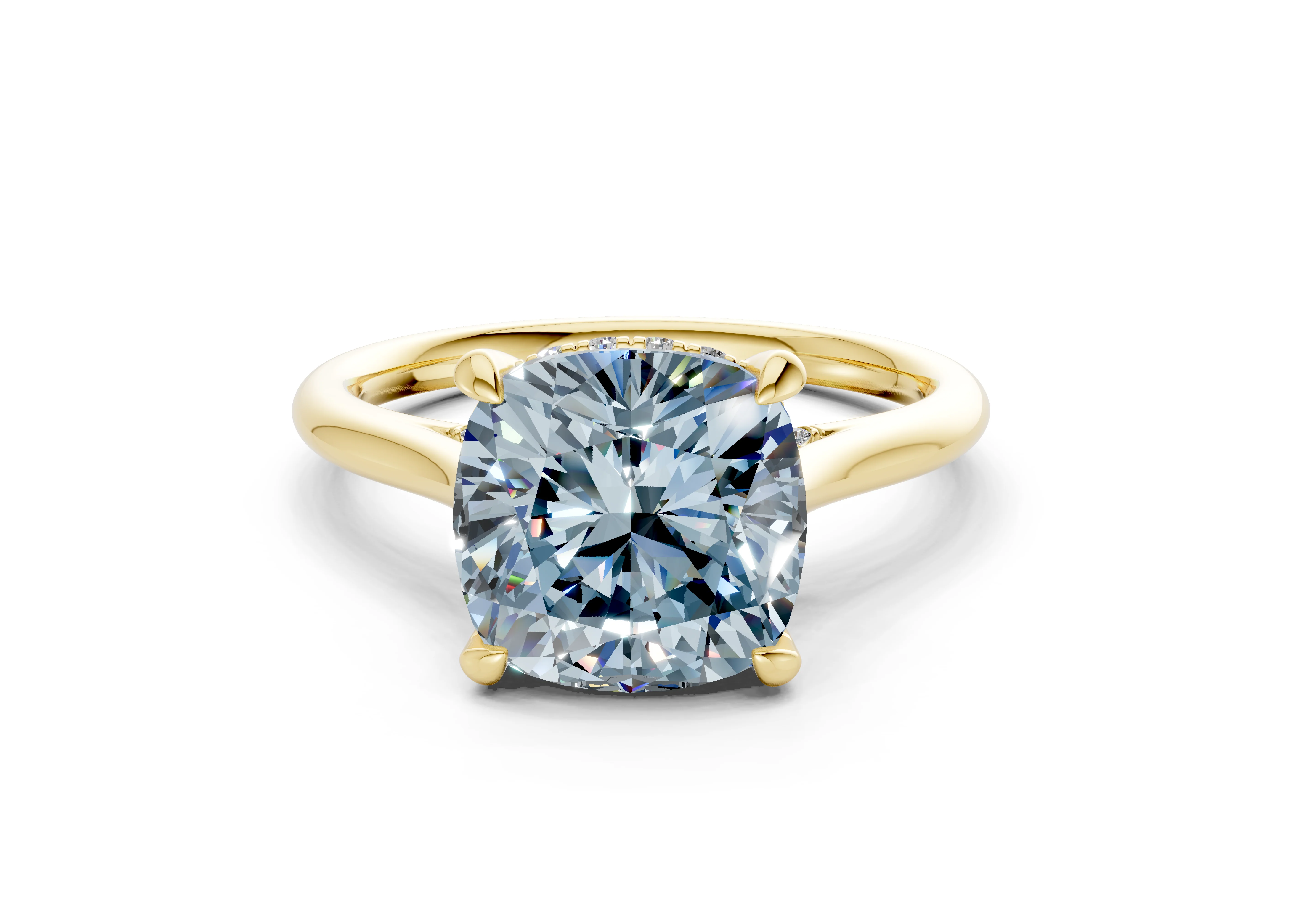 Piper Blue Diamond Solitaire Cushion Squareuare Cut 2.3mm Engagement Ring