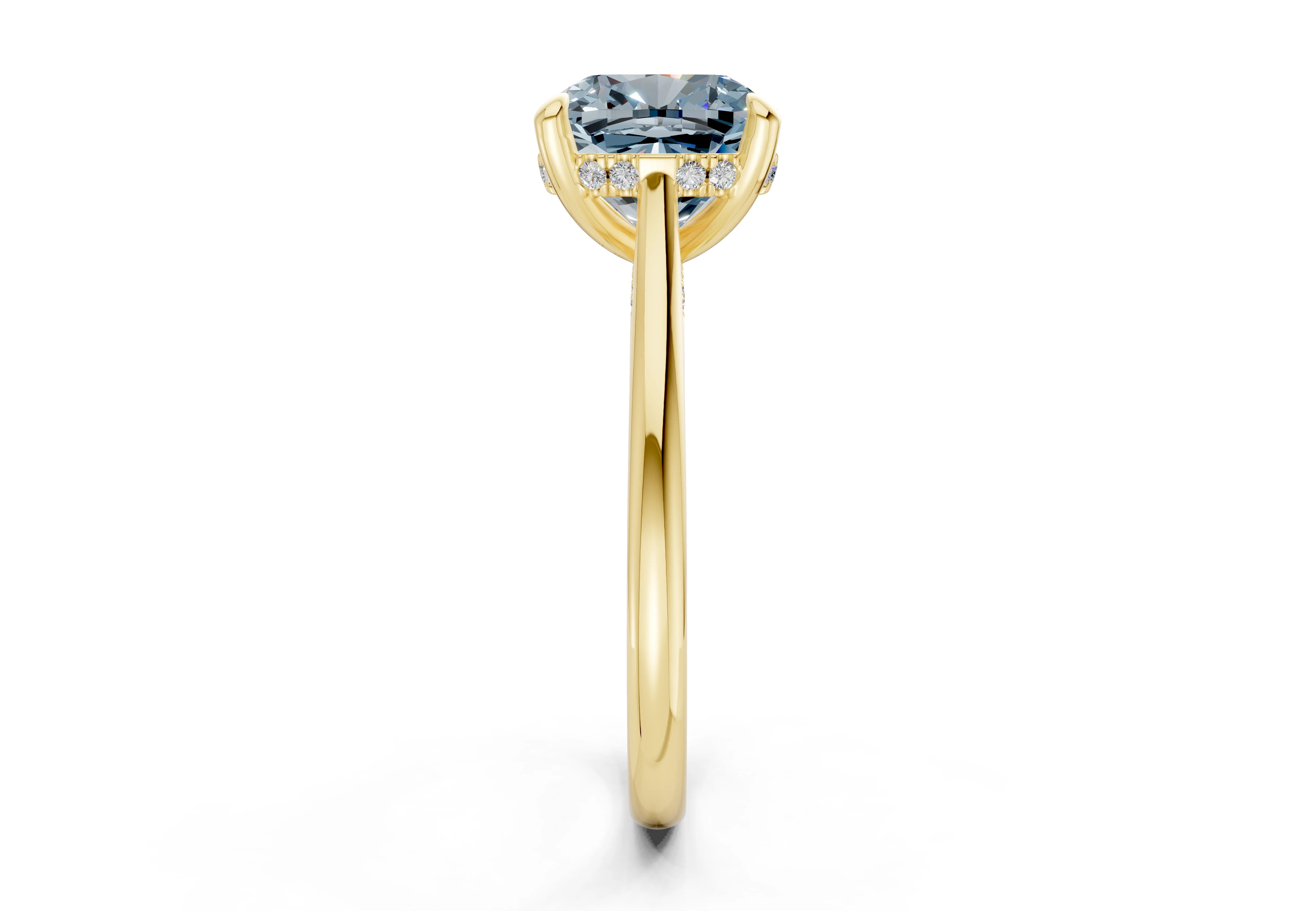 Piper Blue Diamond Solitaire Cushion Squareuare Cut 2.3mm Engagement Ring - Image 3