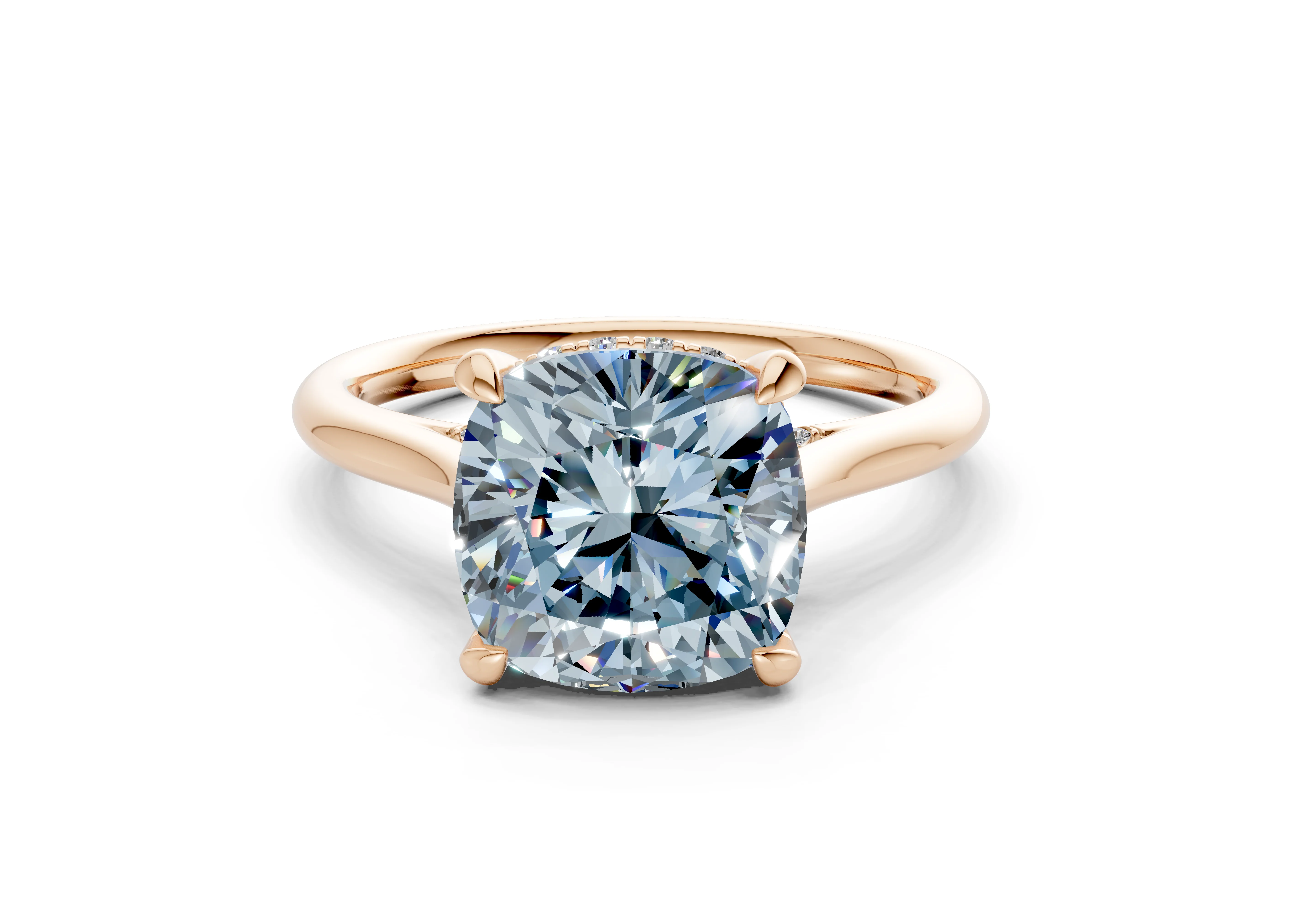 Piper Blue Diamond Solitaire Cushion Squareuare Cut 2.3mm Engagement Ring - Image 4