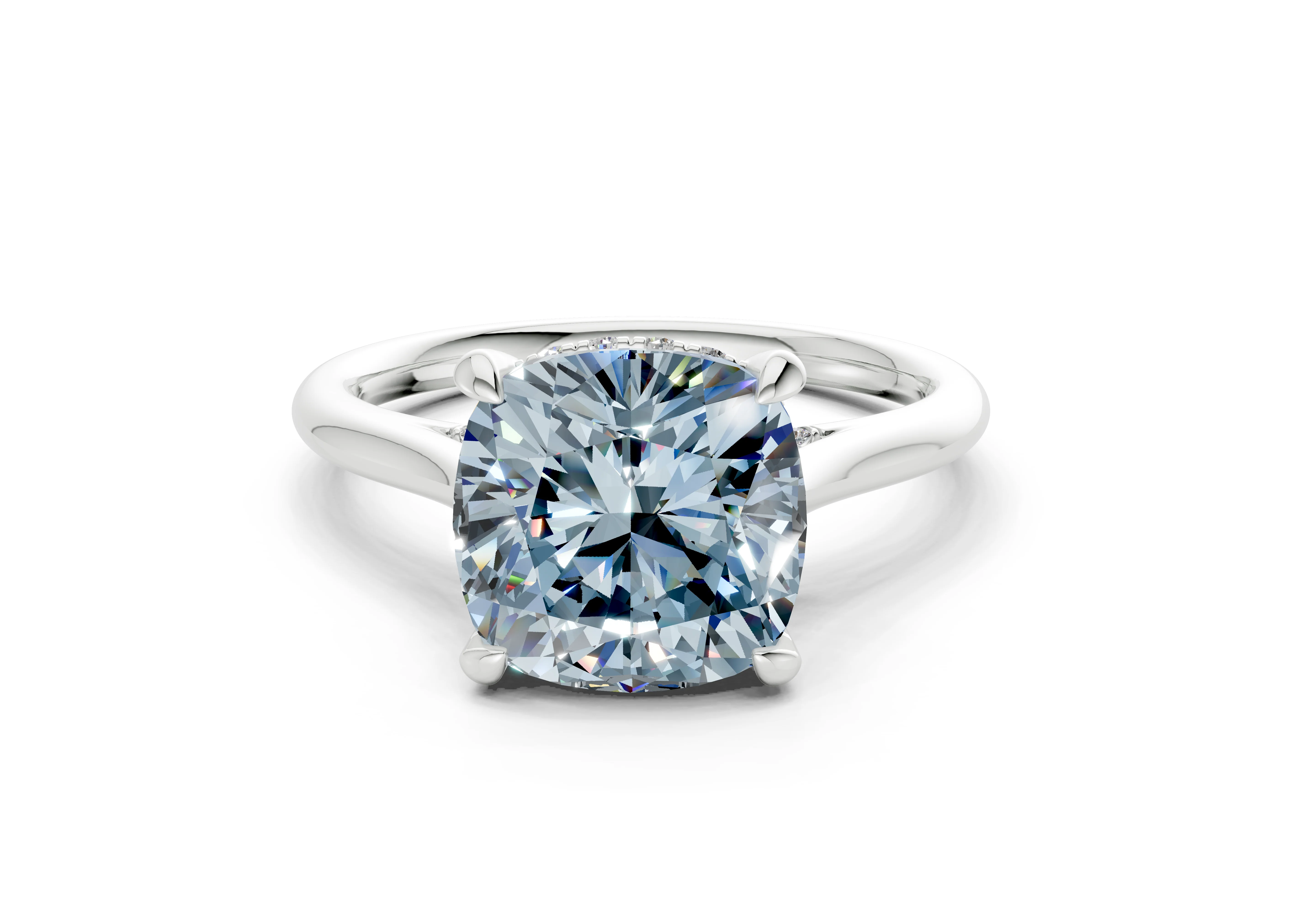 Piper Blue Diamond Solitaire Cushion Squareuare Cut 2.3mm Engagement Ring - Image 7