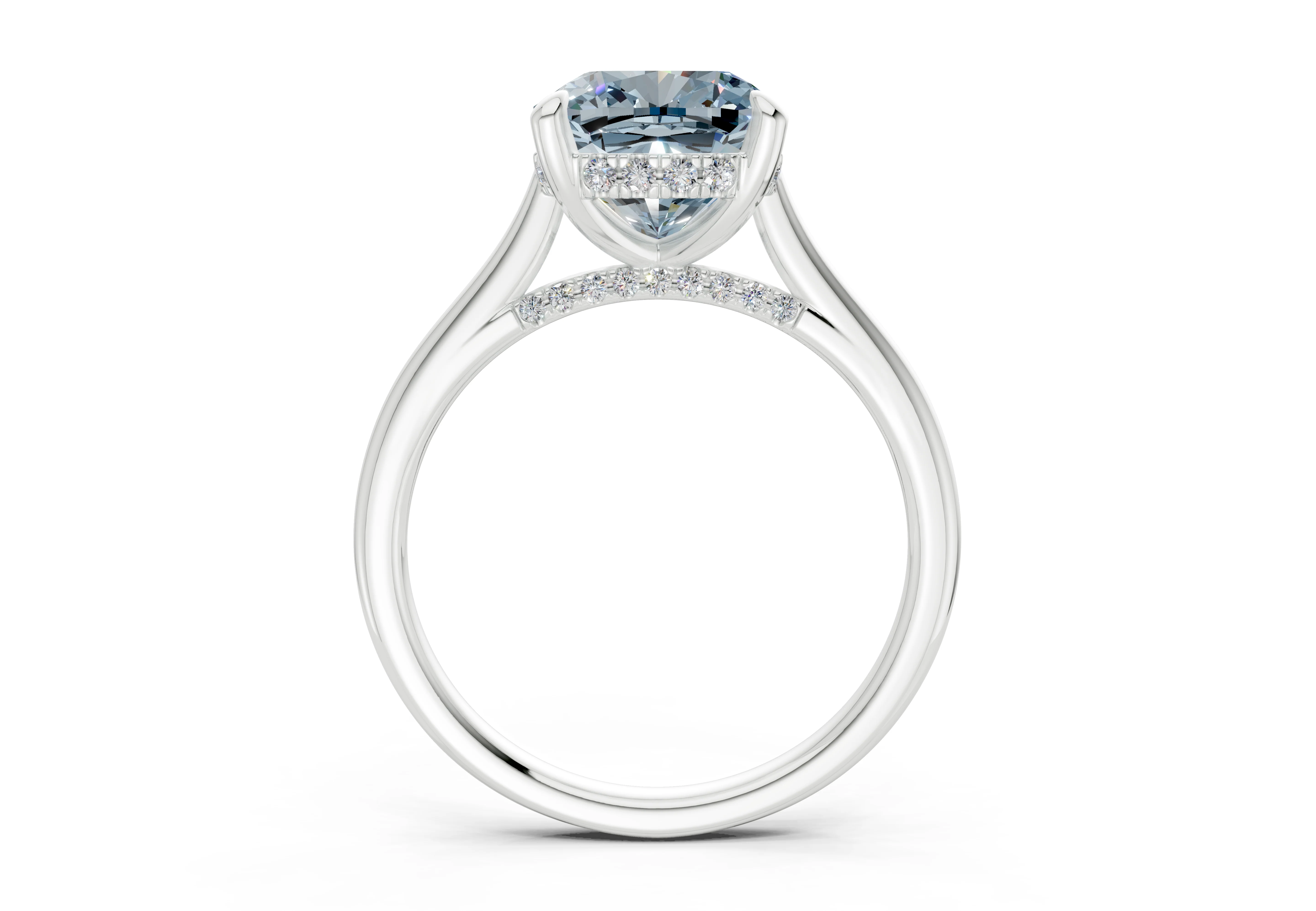 Piper Blue Diamond Solitaire Cushion Squareuare Cut 2.3mm Engagement Ring - Image 8