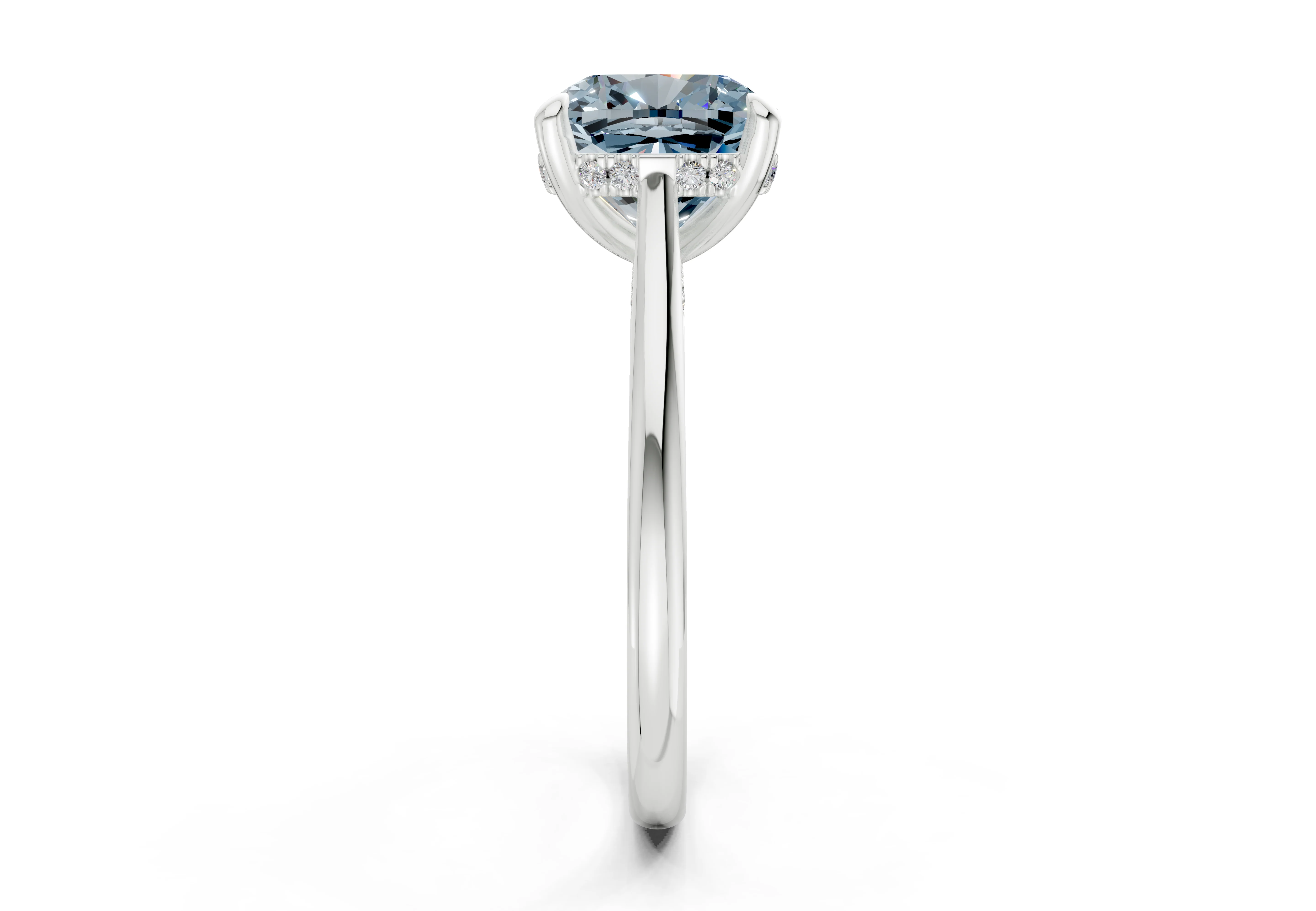 Piper Blue Diamond Solitaire Cushion Squareuare Cut 2mm Engagement Ring - Image 9